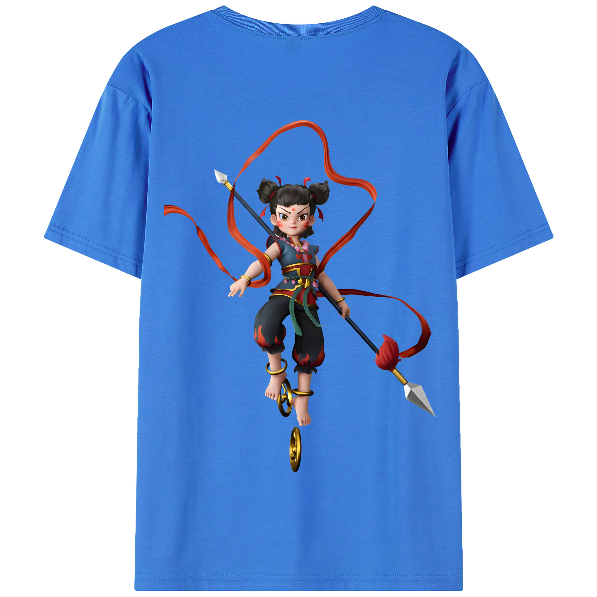 （画像用） Ne Zha 2 ナタ 魔童の大暴れ 綿100％半袖Tシャツ（背面プリント）