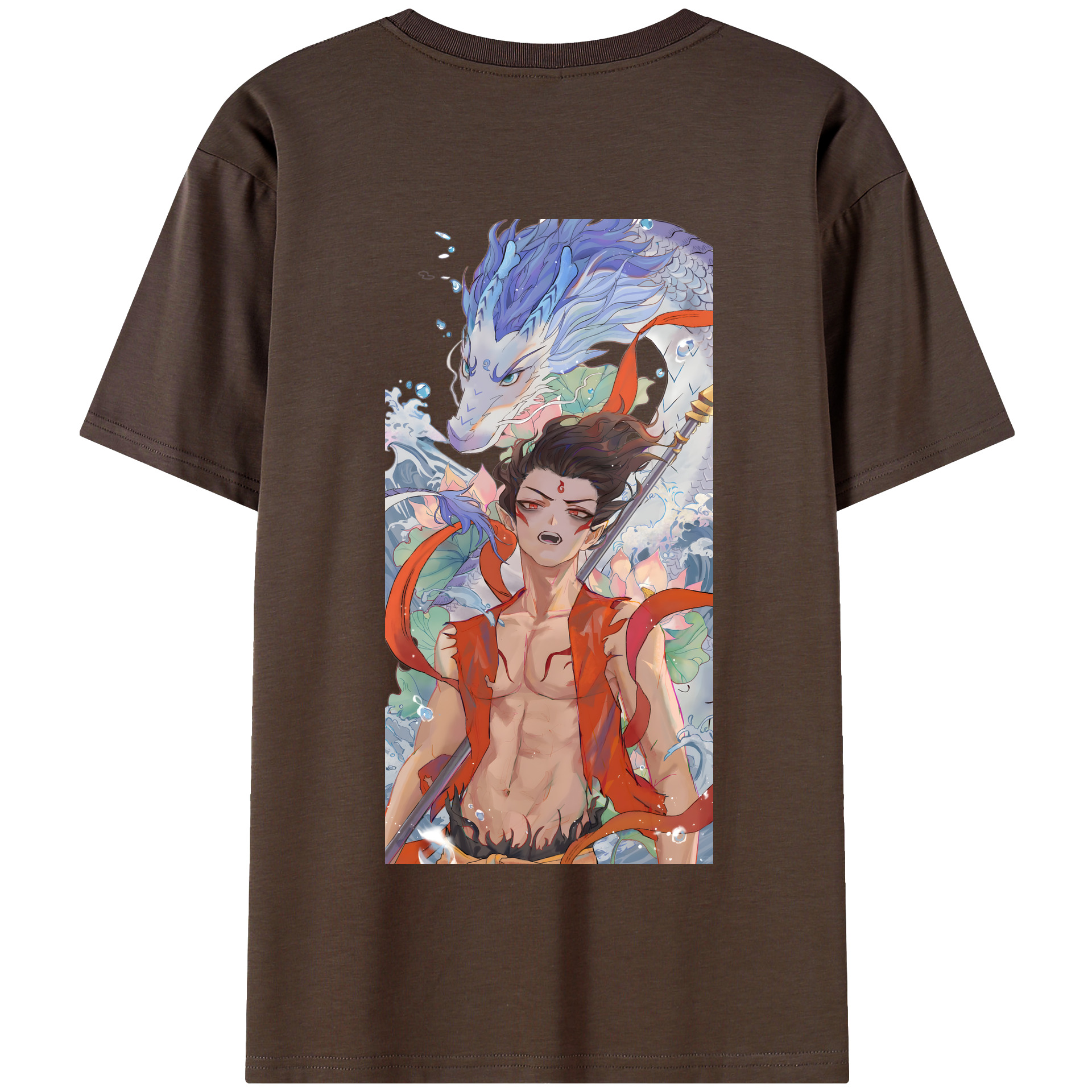 （画像用） Ne Zha 2 ナタ 魔童の大暴れ 綿100％半袖Tシャツ（背面プリント）