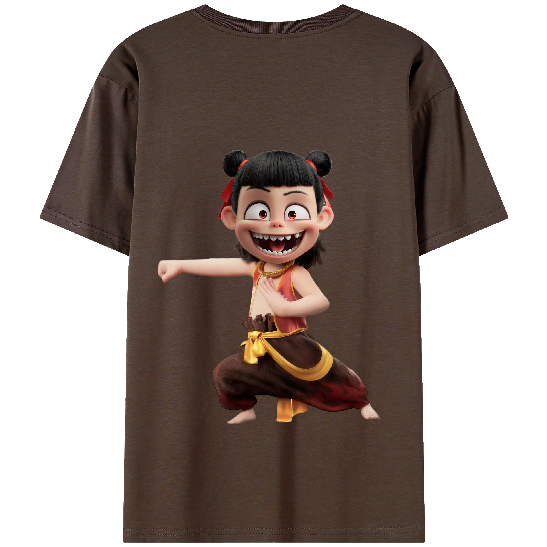 （画像用） Ne Zha 2 ナタ 魔童の大暴れ 綿100％半袖Tシャツ（背面プリント）
