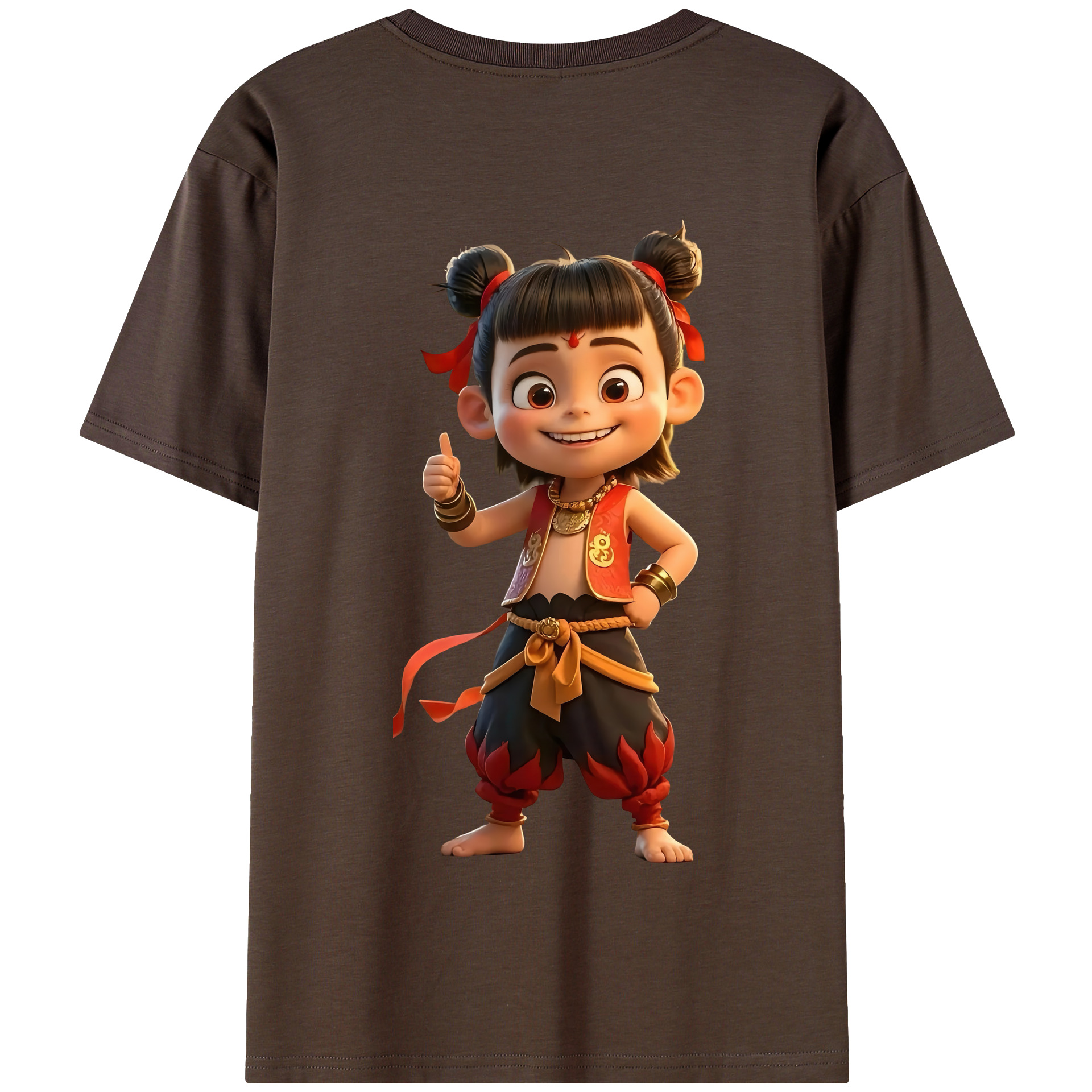 （画像用） Ne Zha 2 ナタ 魔童の大暴れ 綿100％半袖Tシャツ（背面プリント）