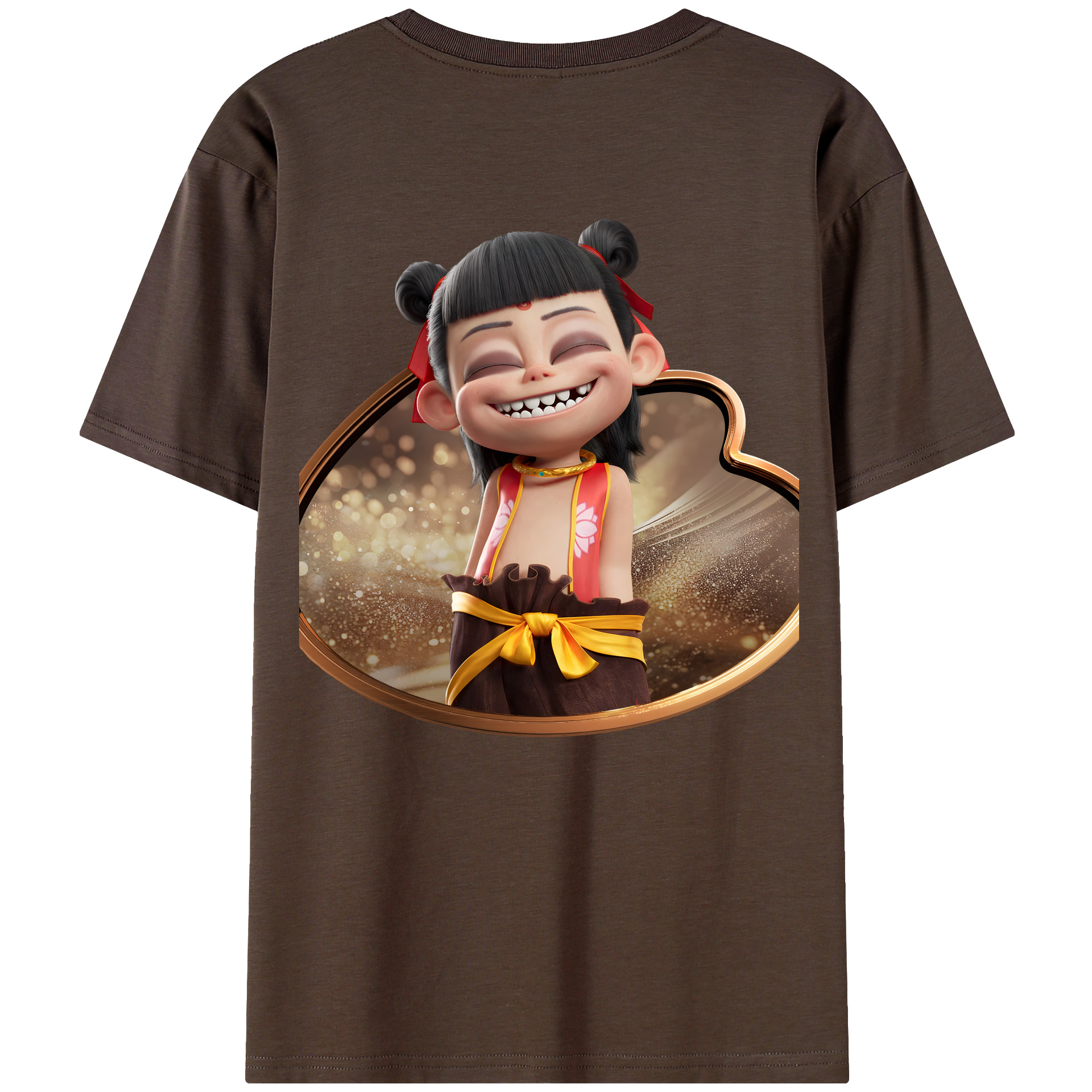 （画像用） Ne Zha 2 ナタ 魔童の大暴れ 綿100％半袖Tシャツ（背面プリント）