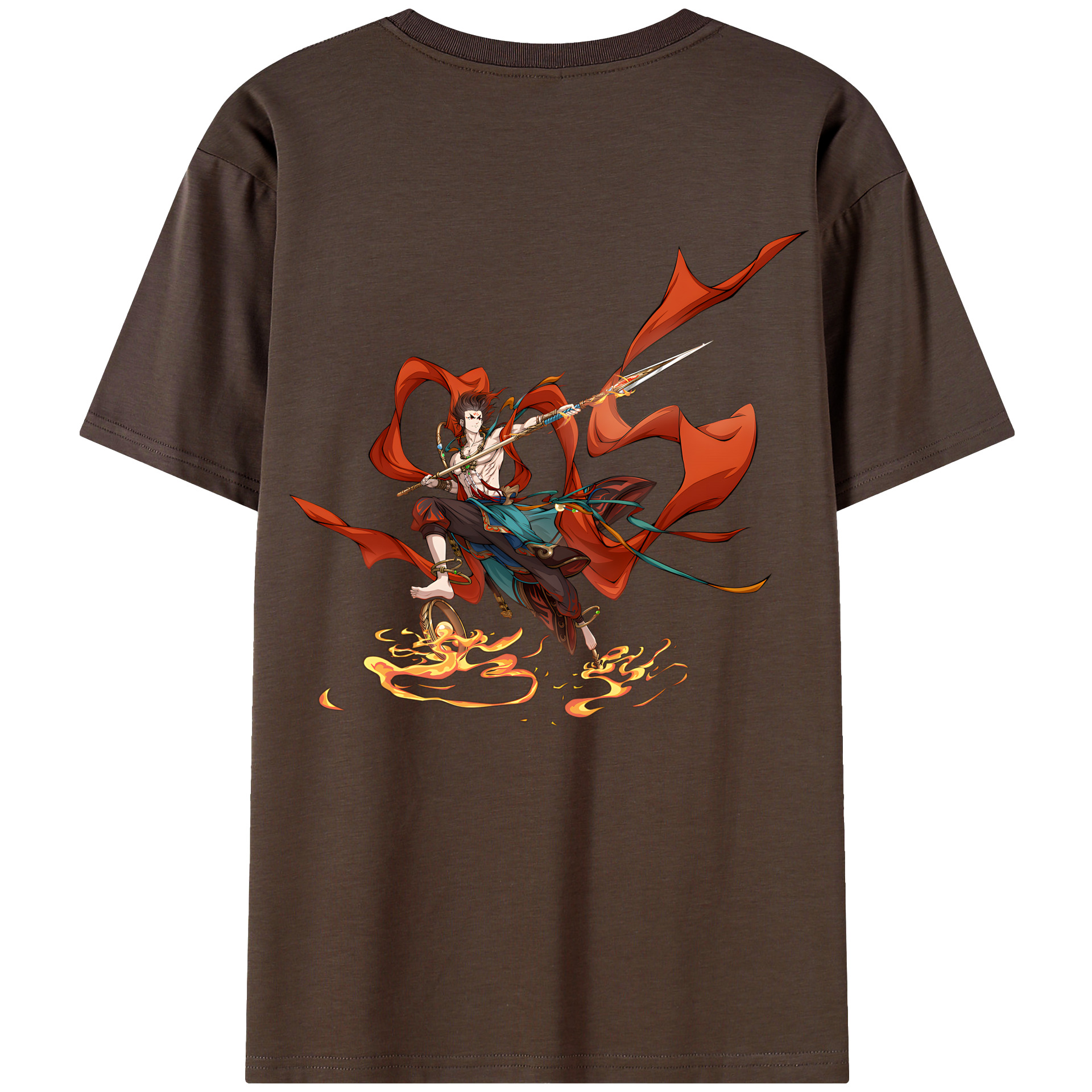 （画像用） Ne Zha 2 ナタ 魔童の大暴れ 綿100％半袖Tシャツ（背面プリント）