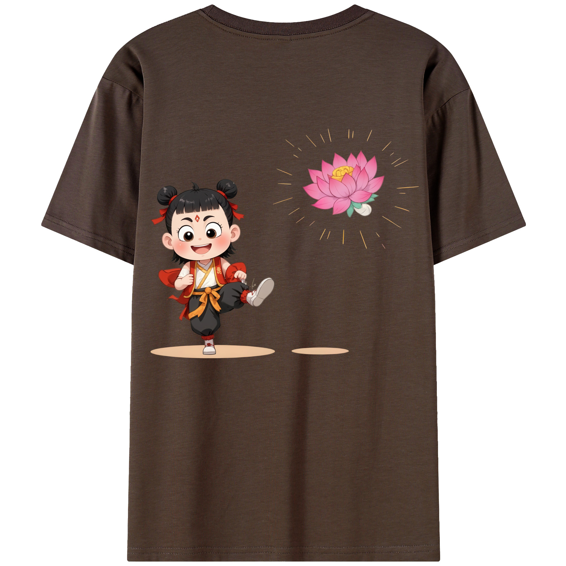 （画像用） Ne Zha 2 ナタ 魔童の大暴れ 綿100％半袖Tシャツ（背面プリント）