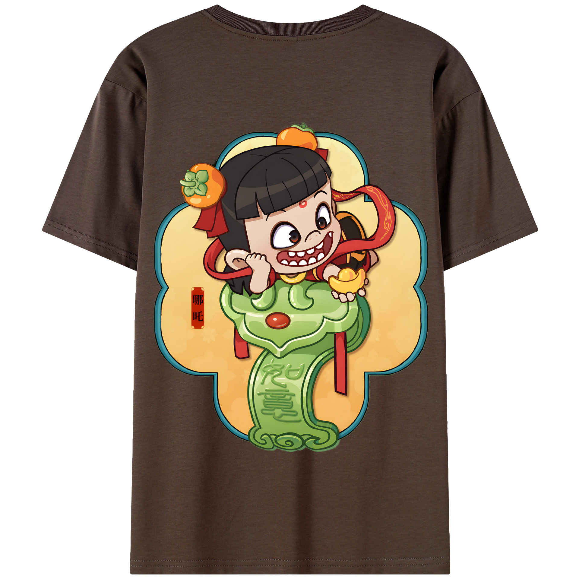（画像用） Ne Zha 2 ナタ 魔童の大暴れ 綿100％半袖Tシャツ（背面プリント）