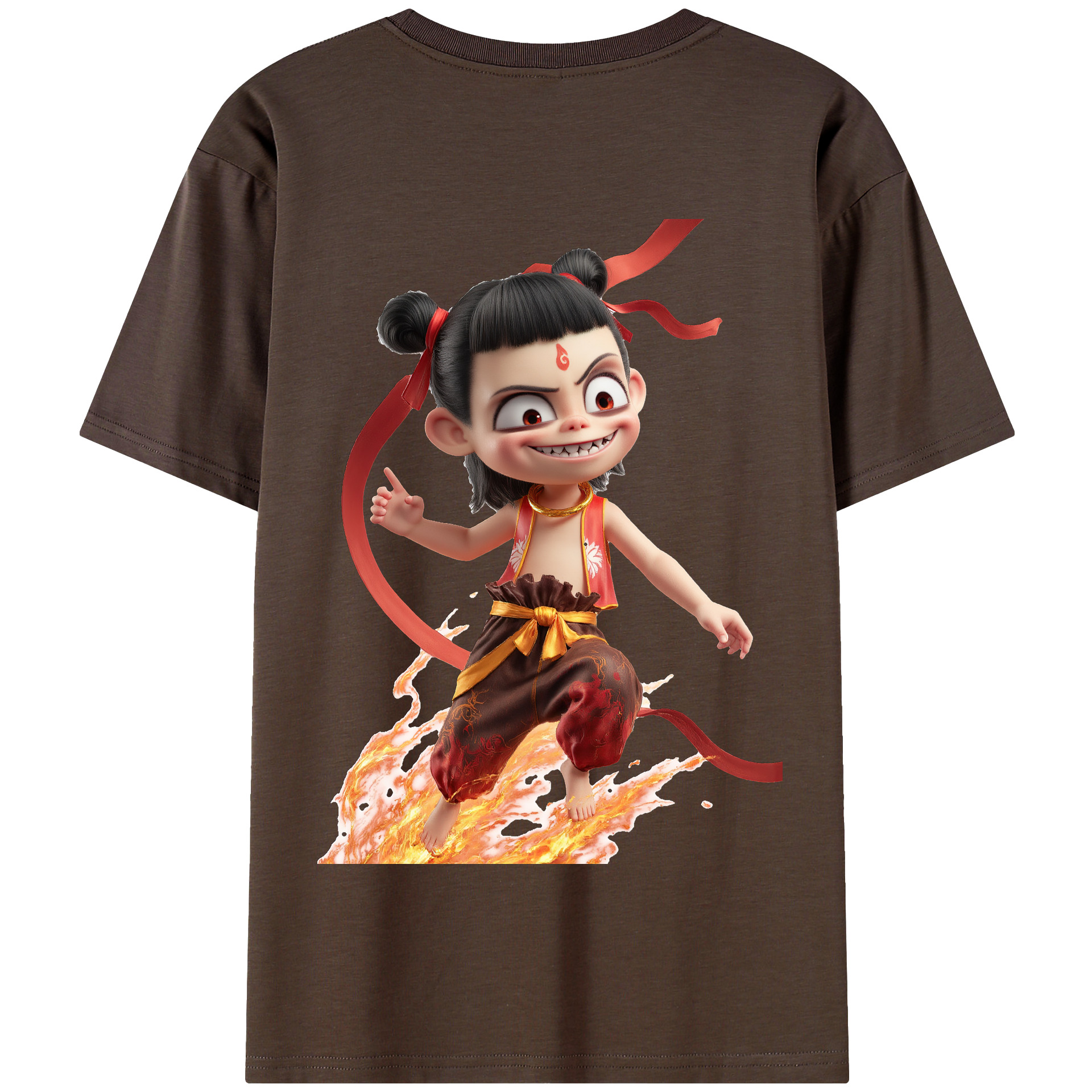 （画像用） Ne Zha 2 ナタ 魔童の大暴れ 綿100％半袖Tシャツ（背面プリント）