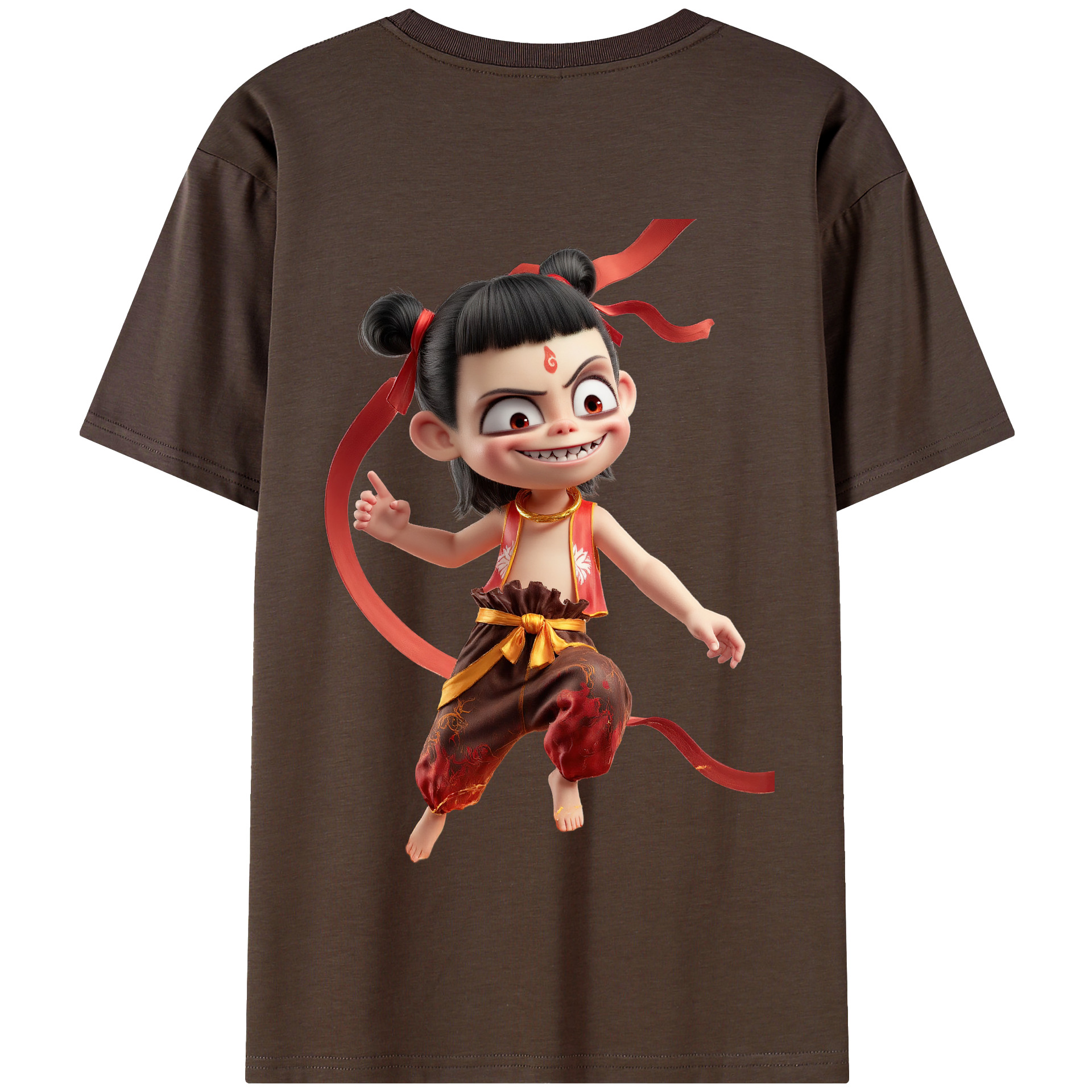 （画像用） Ne Zha 2 ナタ 魔童の大暴れ 綿100％半袖Tシャツ（背面プリント）