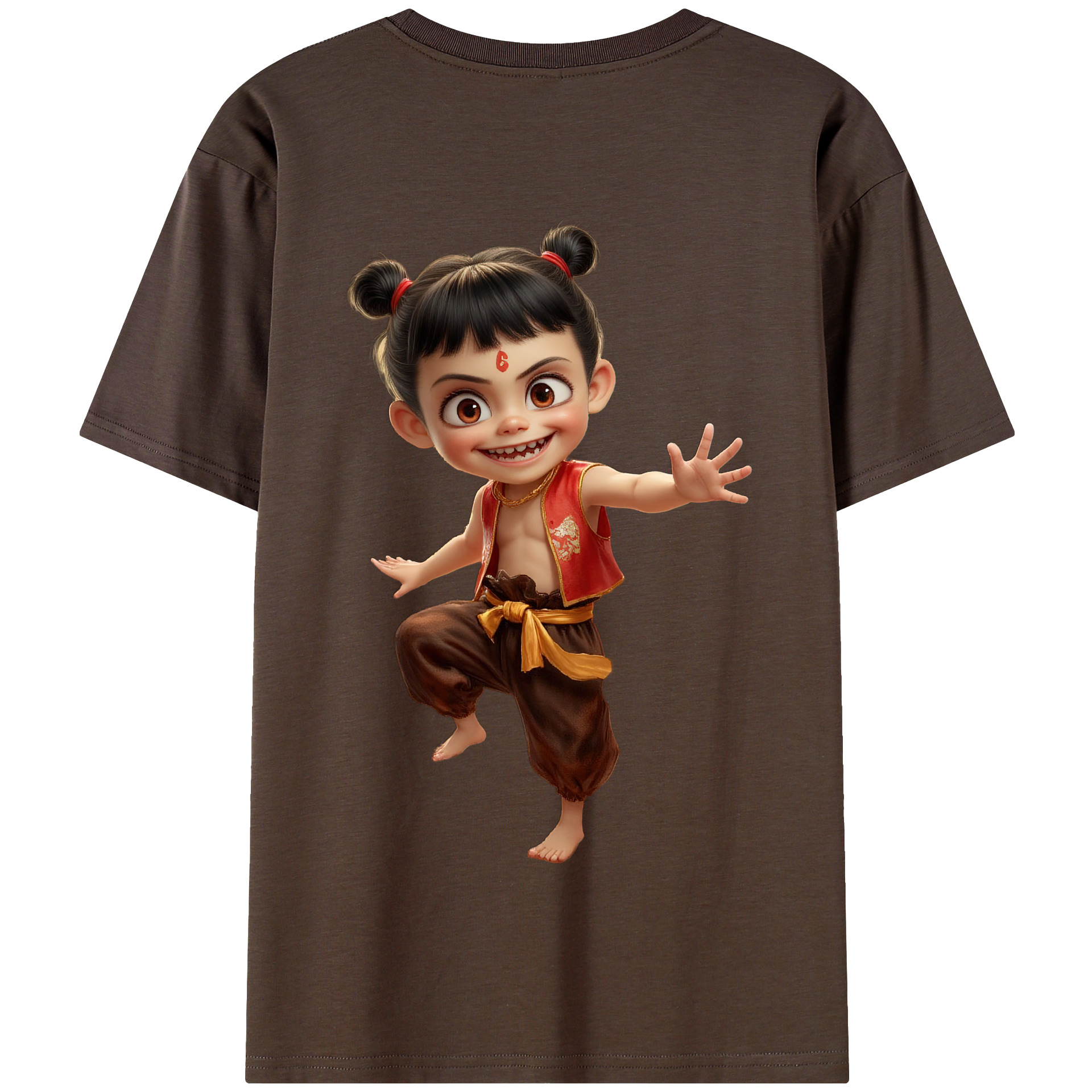 （画像用） Ne Zha 2 ナタ 魔童の大暴れ 綿100％半袖Tシャツ（背面プリント）