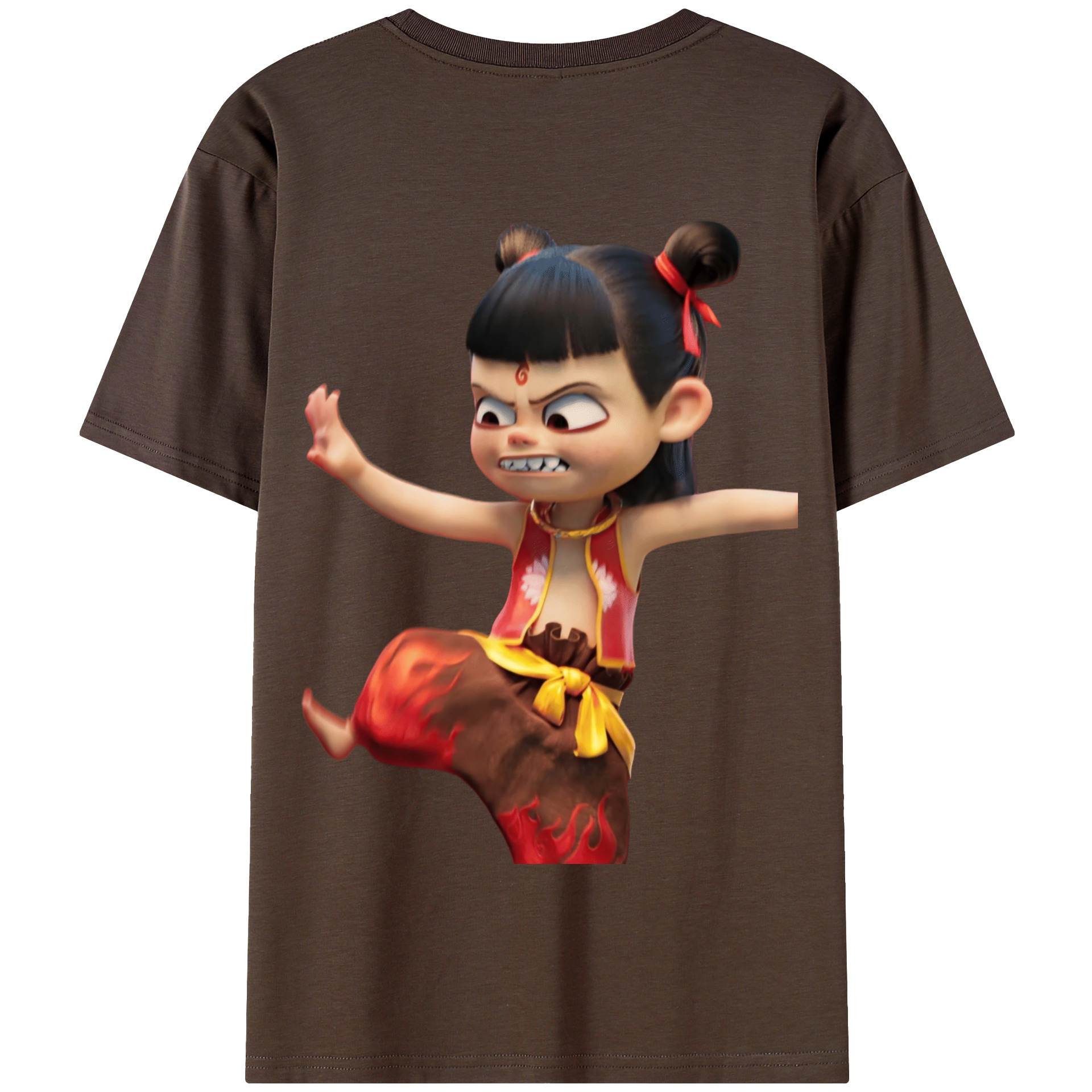 （画像用） Ne Zha 2 ナタ 魔童の大暴れ 綿100％半袖Tシャツ（背面プリント）