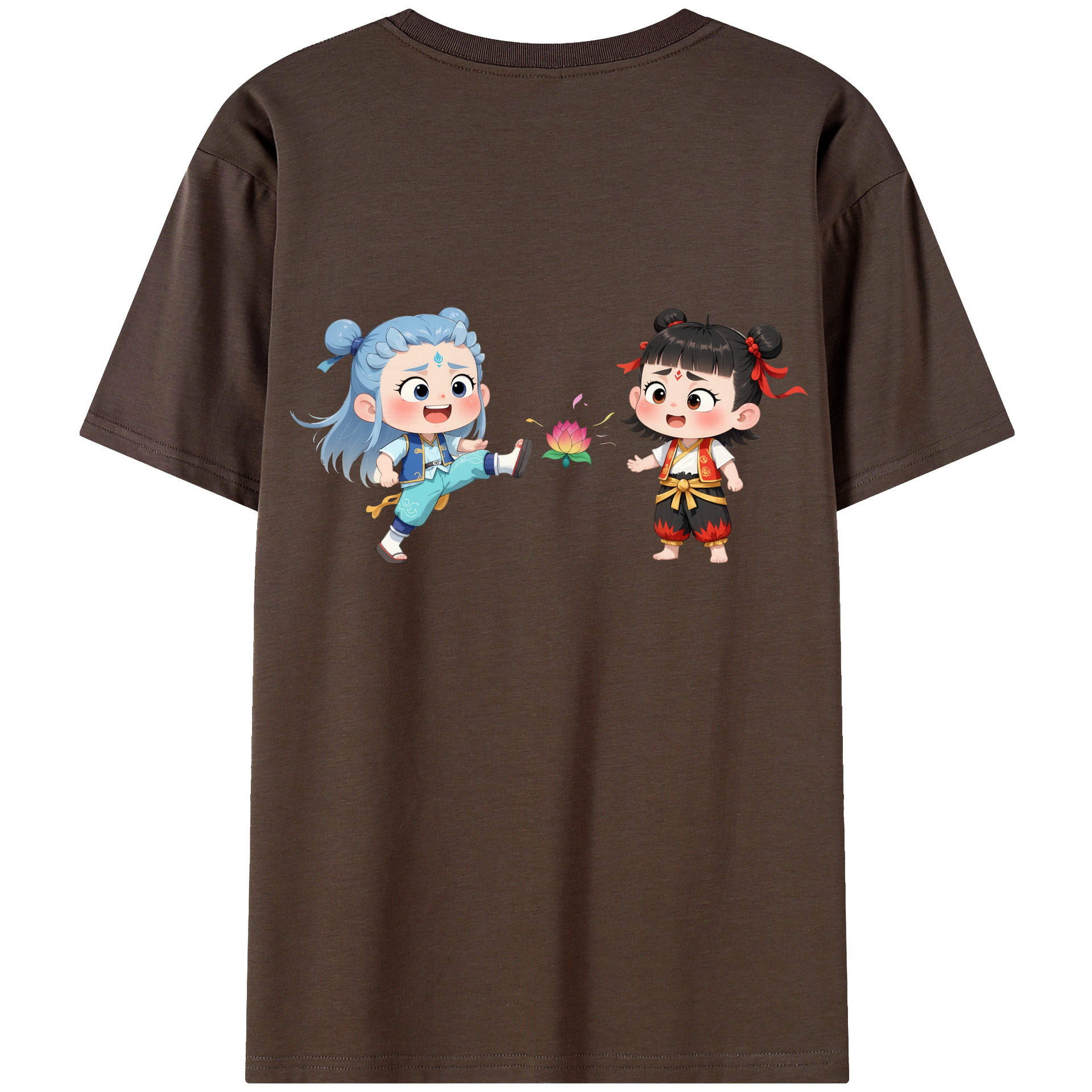 （画像用） Ne Zha 2 ナタ 魔童の大暴れ 綿100％半袖Tシャツ（背面プリント）