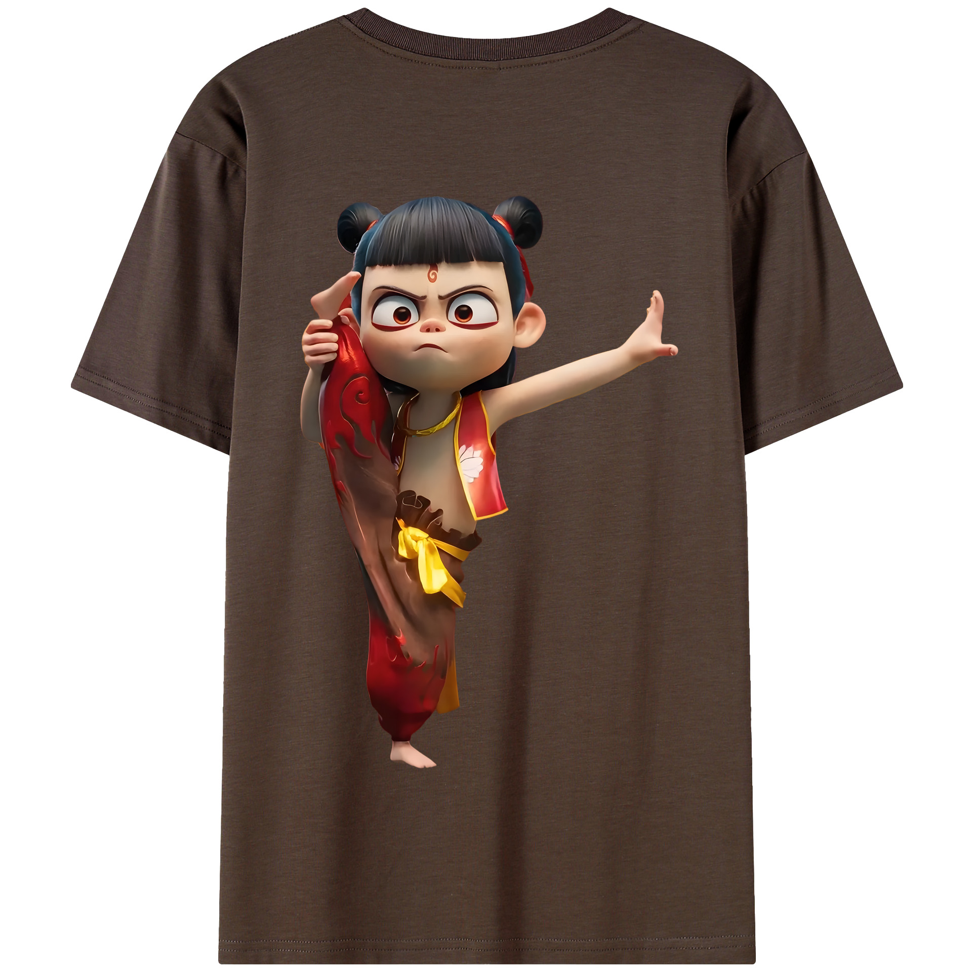 （画像用） Ne Zha 2 ナタ 魔童の大暴れ 綿100％半袖Tシャツ（背面プリント）