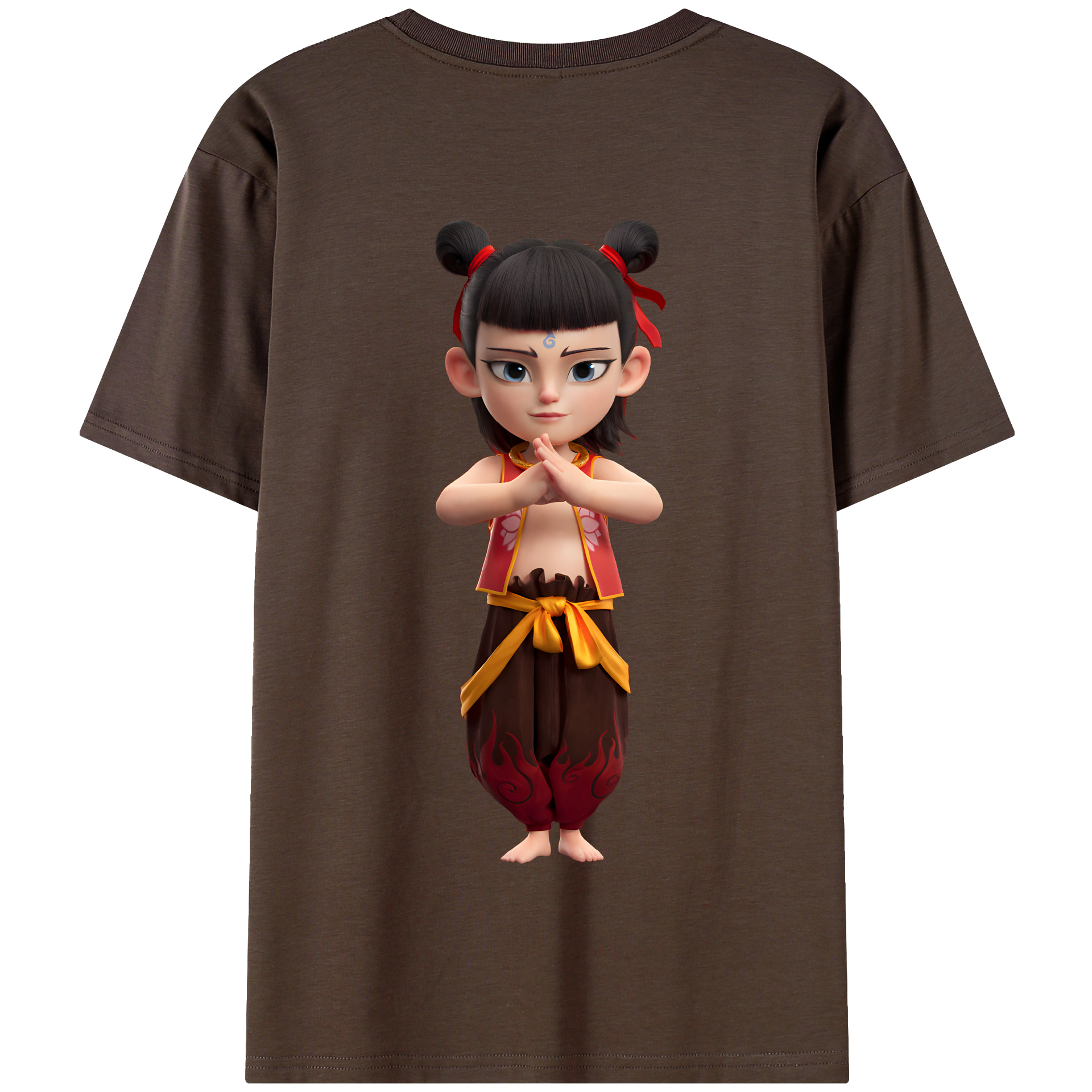 （画像用） Ne Zha 2 ナタ 魔童の大暴れ 綿100％半袖Tシャツ（背面プリント）