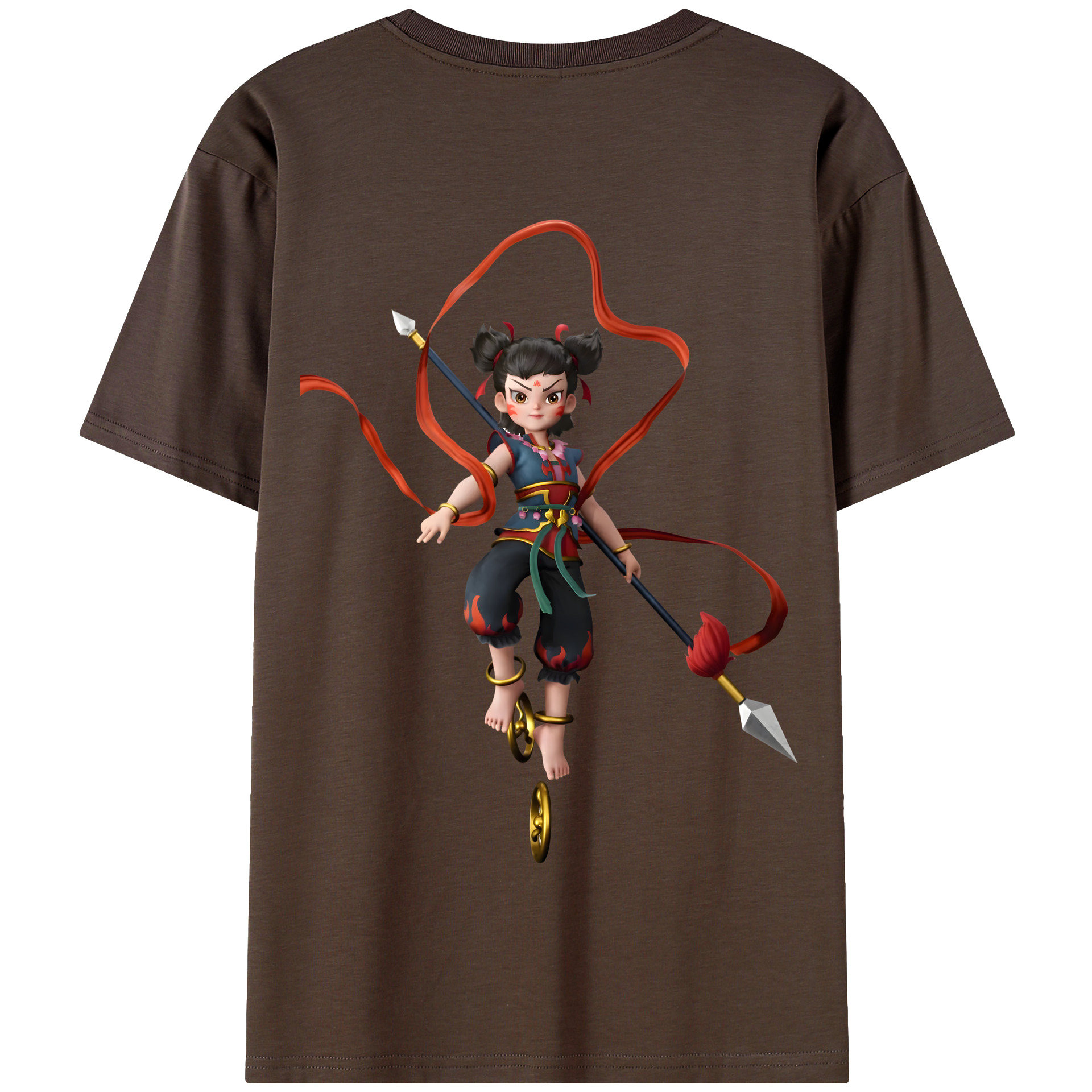（画像用） Ne Zha 2 ナタ 魔童の大暴れ 綿100％半袖Tシャツ（背面プリント）