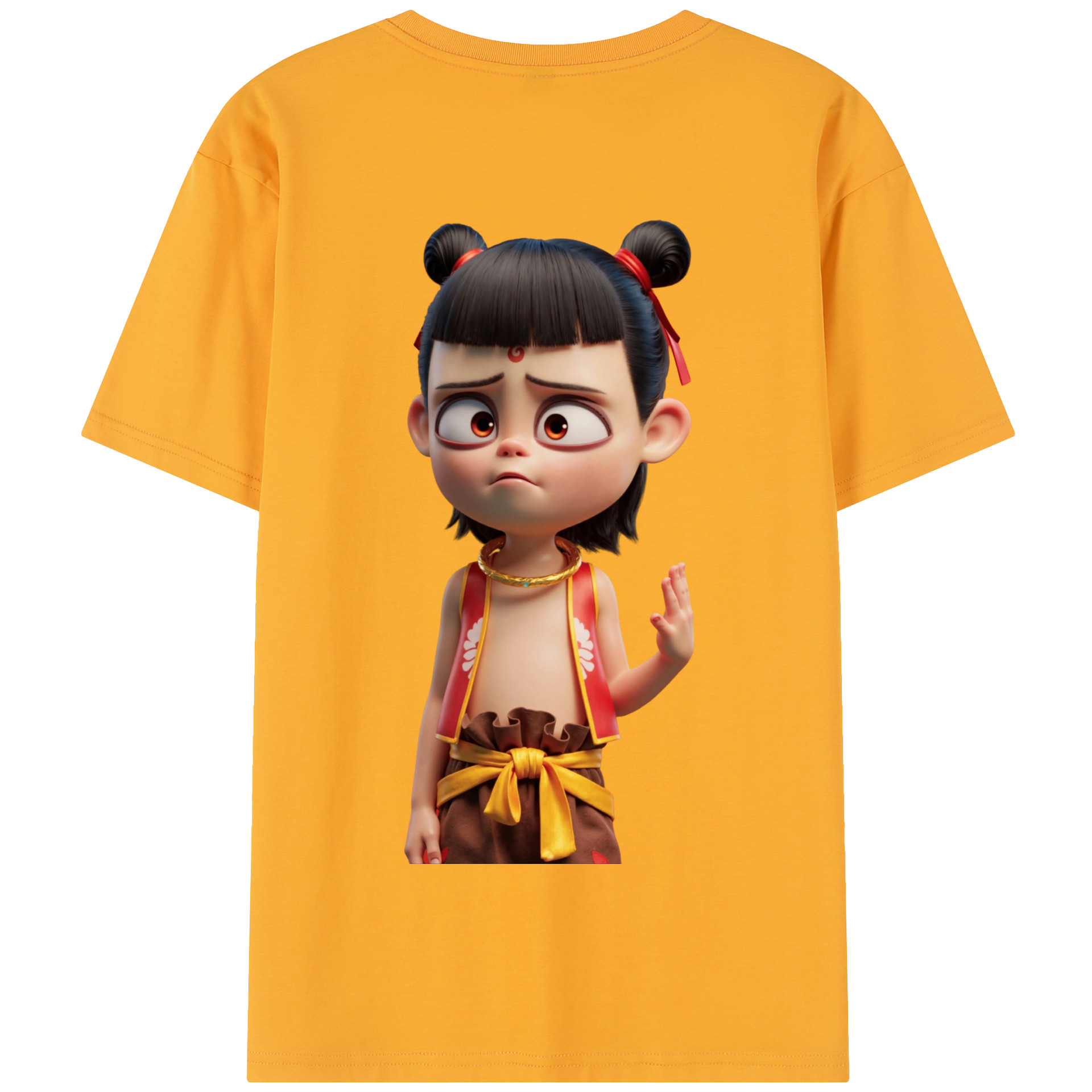 （画像用） Ne Zha 2 ナタ 魔童の大暴れ 綿100％半袖Tシャツ（背面プリント）