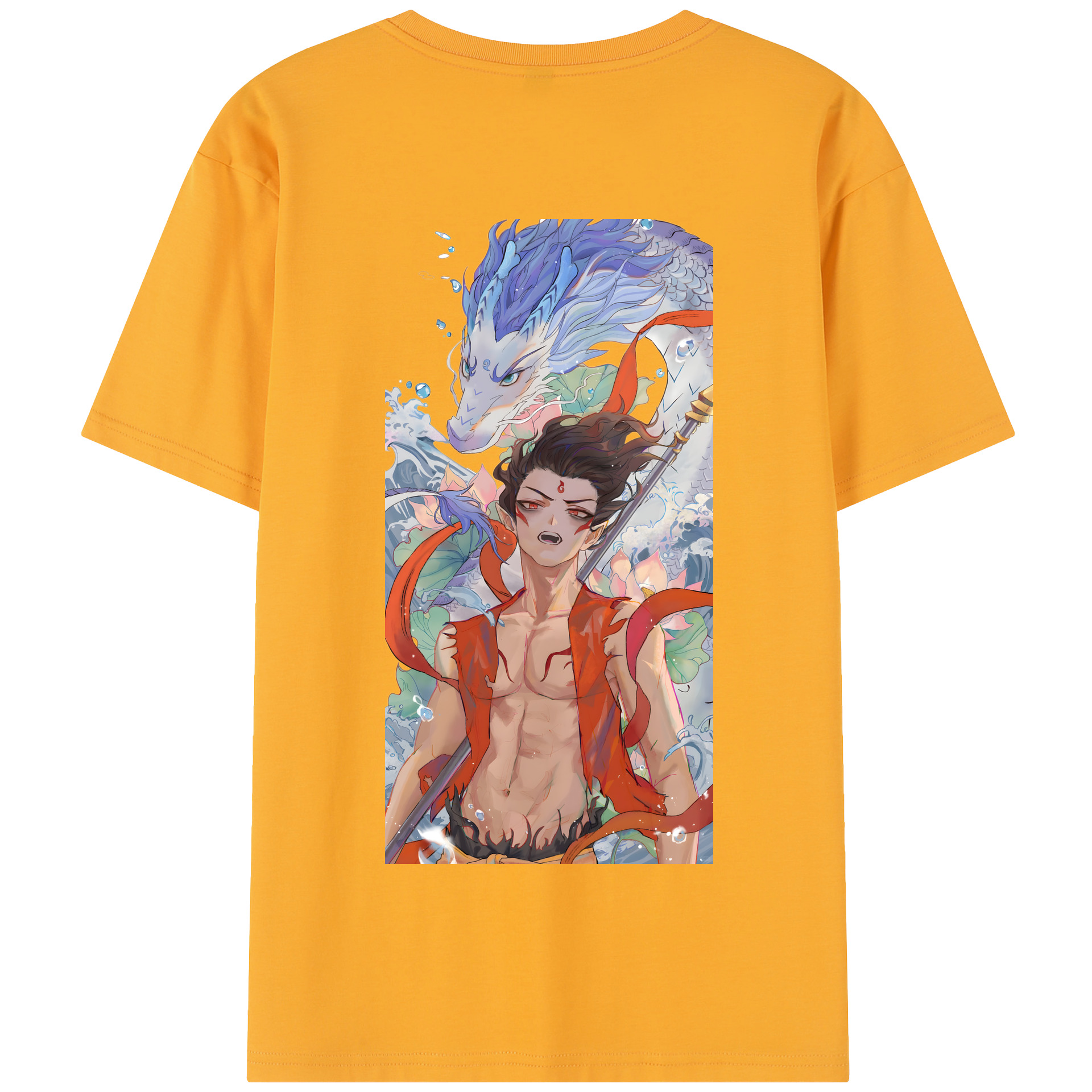 （画像用） Ne Zha 2 ナタ 魔童の大暴れ 綿100％半袖Tシャツ（背面プリント）