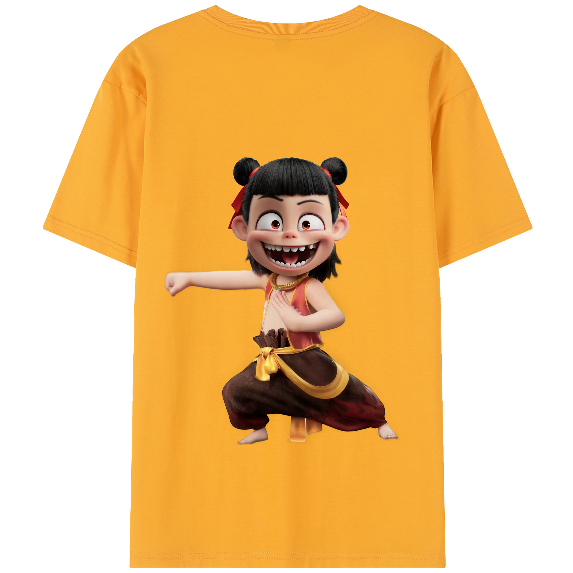 （画像用） Ne Zha 2 ナタ 魔童の大暴れ 綿100％半袖Tシャツ（背面プリント）