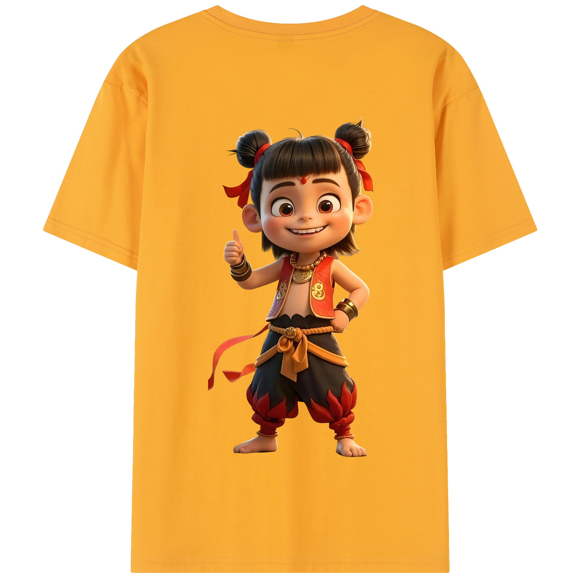 （画像用） Ne Zha 2 ナタ 魔童の大暴れ 綿100％半袖Tシャツ（背面プリント）
