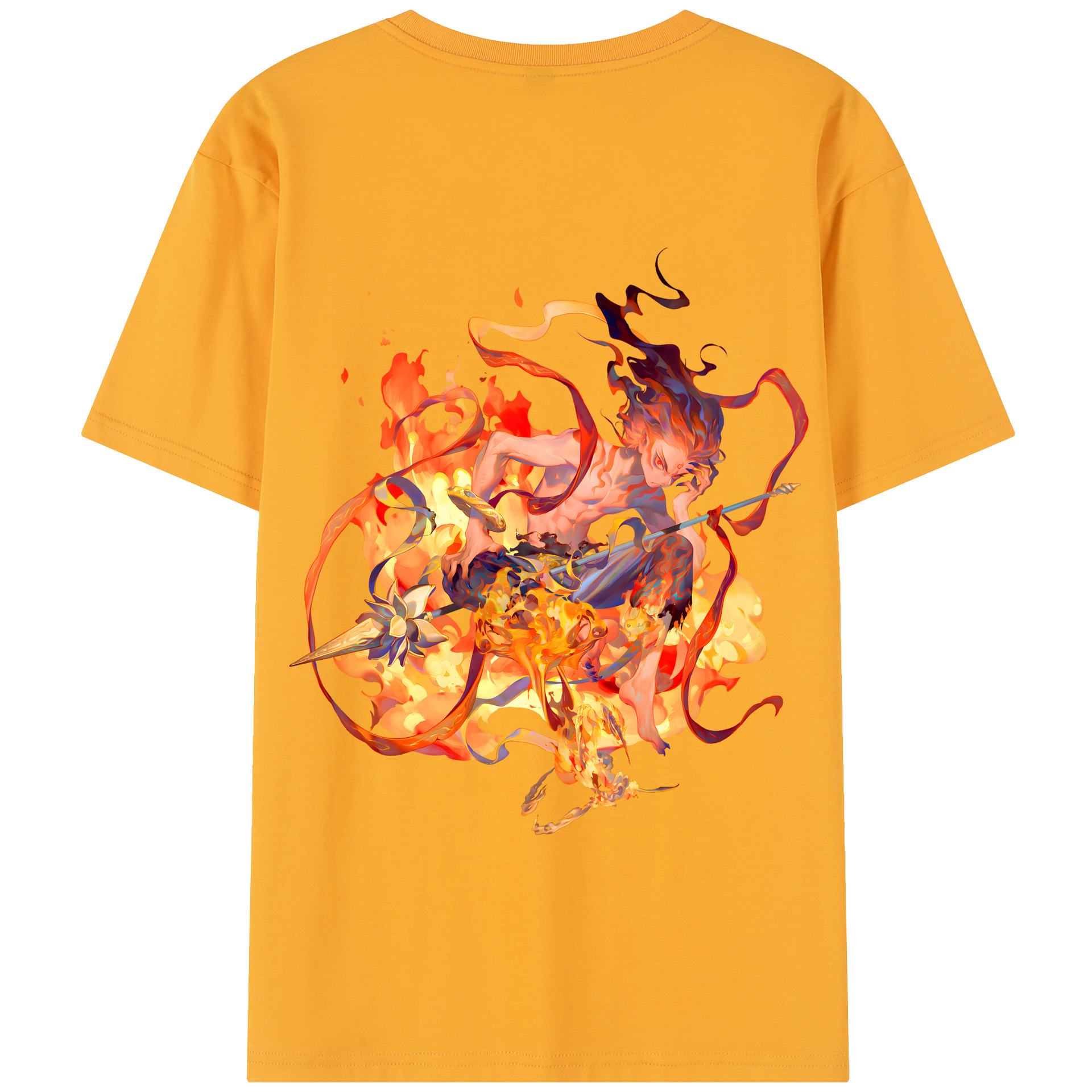 （画像用） Ne Zha 2 ナタ 魔童の大暴れ 綿100％半袖Tシャツ（背面プリント）