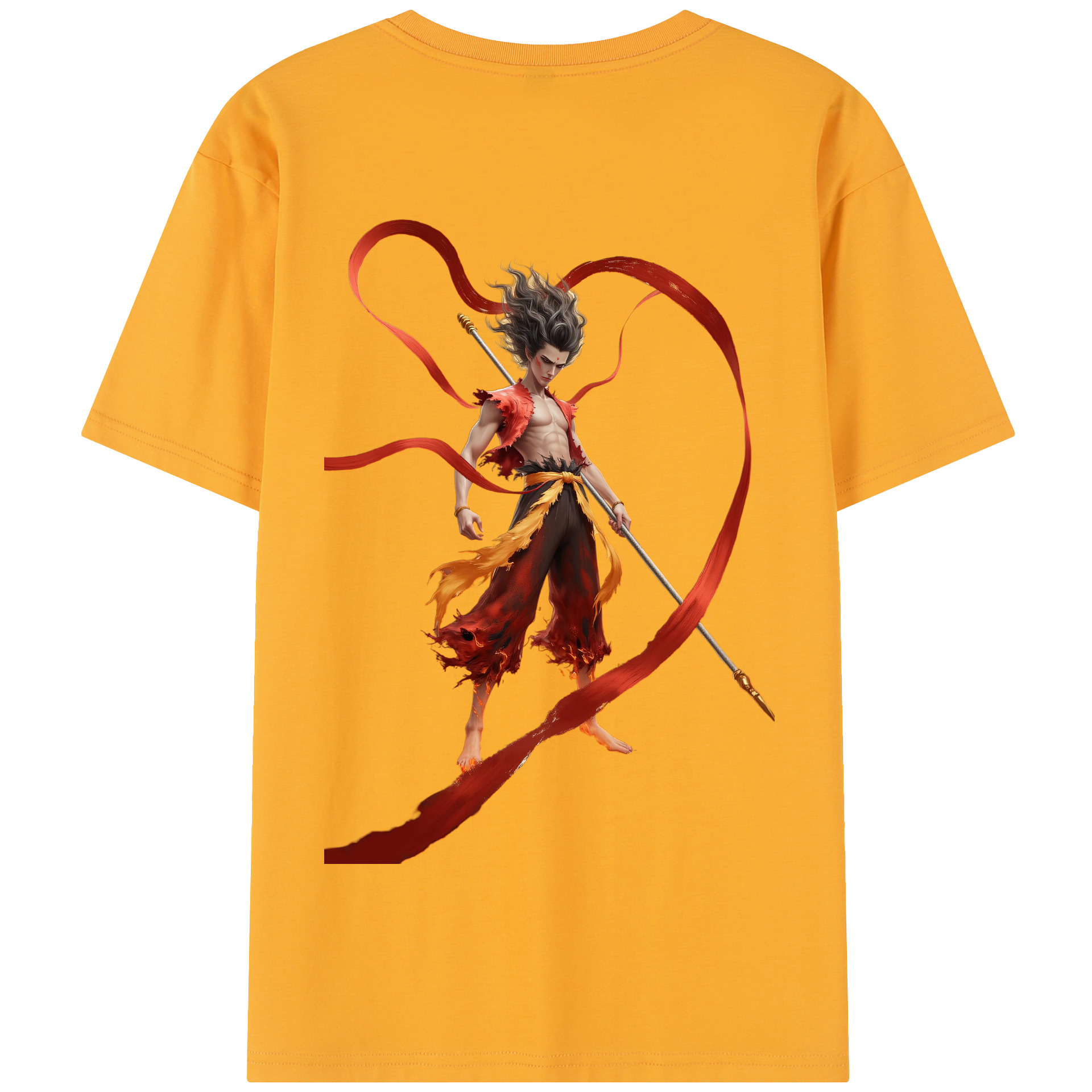 （画像用） Ne Zha 2 ナタ 魔童の大暴れ 綿100％半袖Tシャツ（背面プリント）