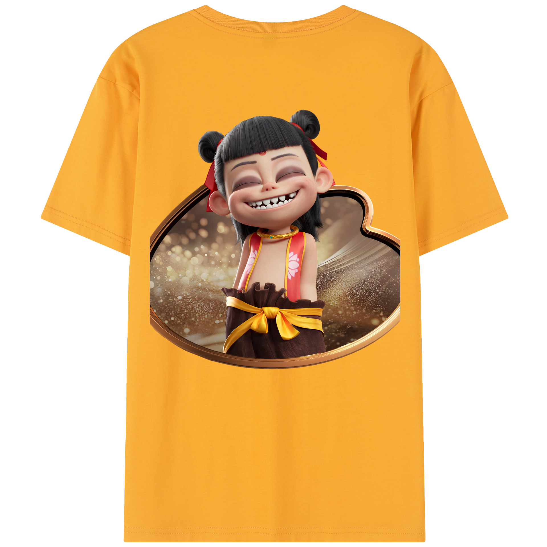 （画像用） Ne Zha 2 ナタ 魔童の大暴れ 綿100％半袖Tシャツ（背面プリント）