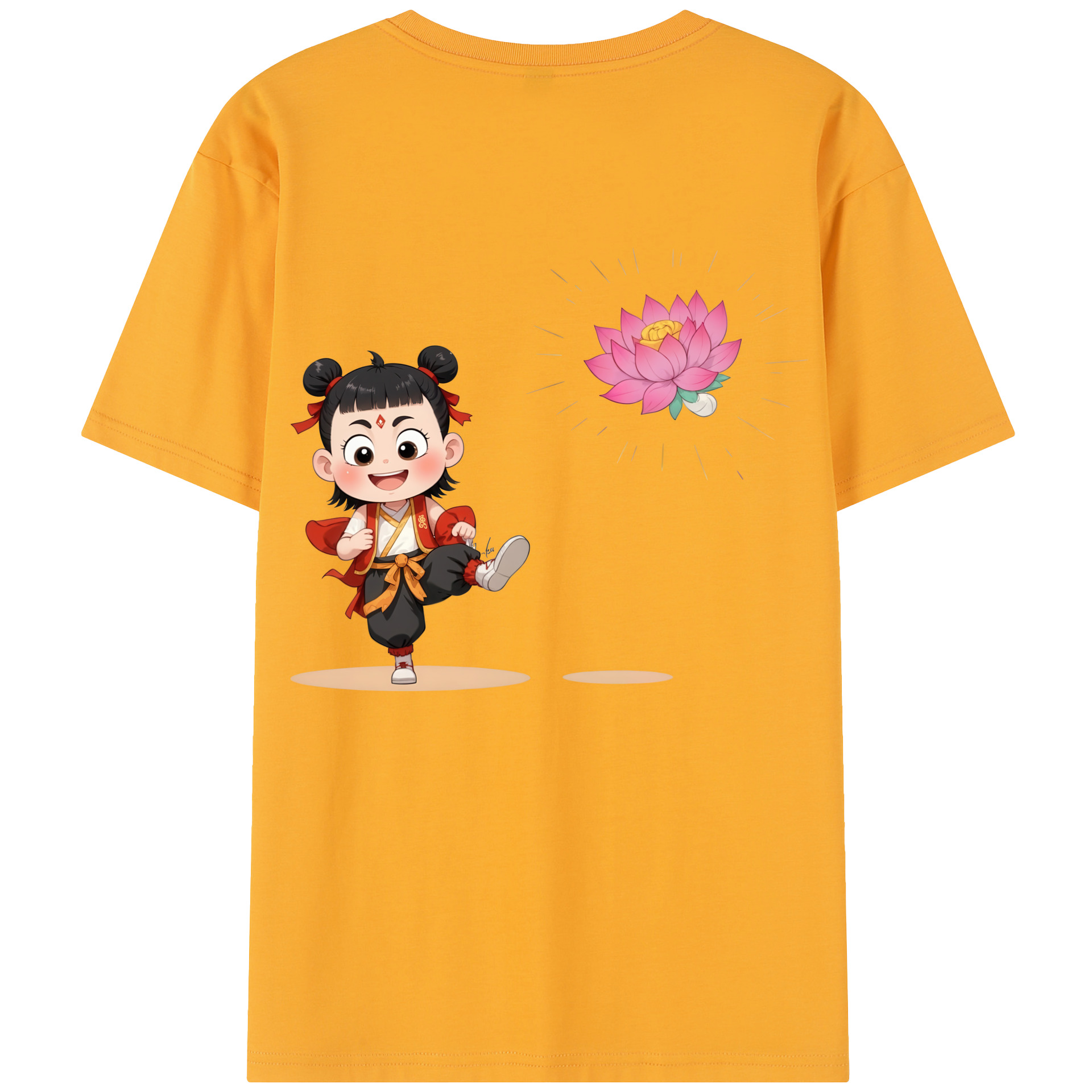 （画像用） Ne Zha 2 ナタ 魔童の大暴れ 綿100％半袖Tシャツ（背面プリント）