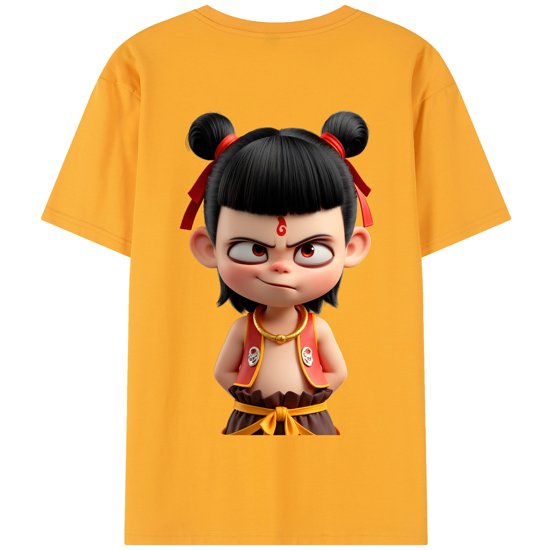 （画像用） Ne Zha 2 ナタ 魔童の大暴れ 綿100％半袖Tシャツ（背面プリント）
