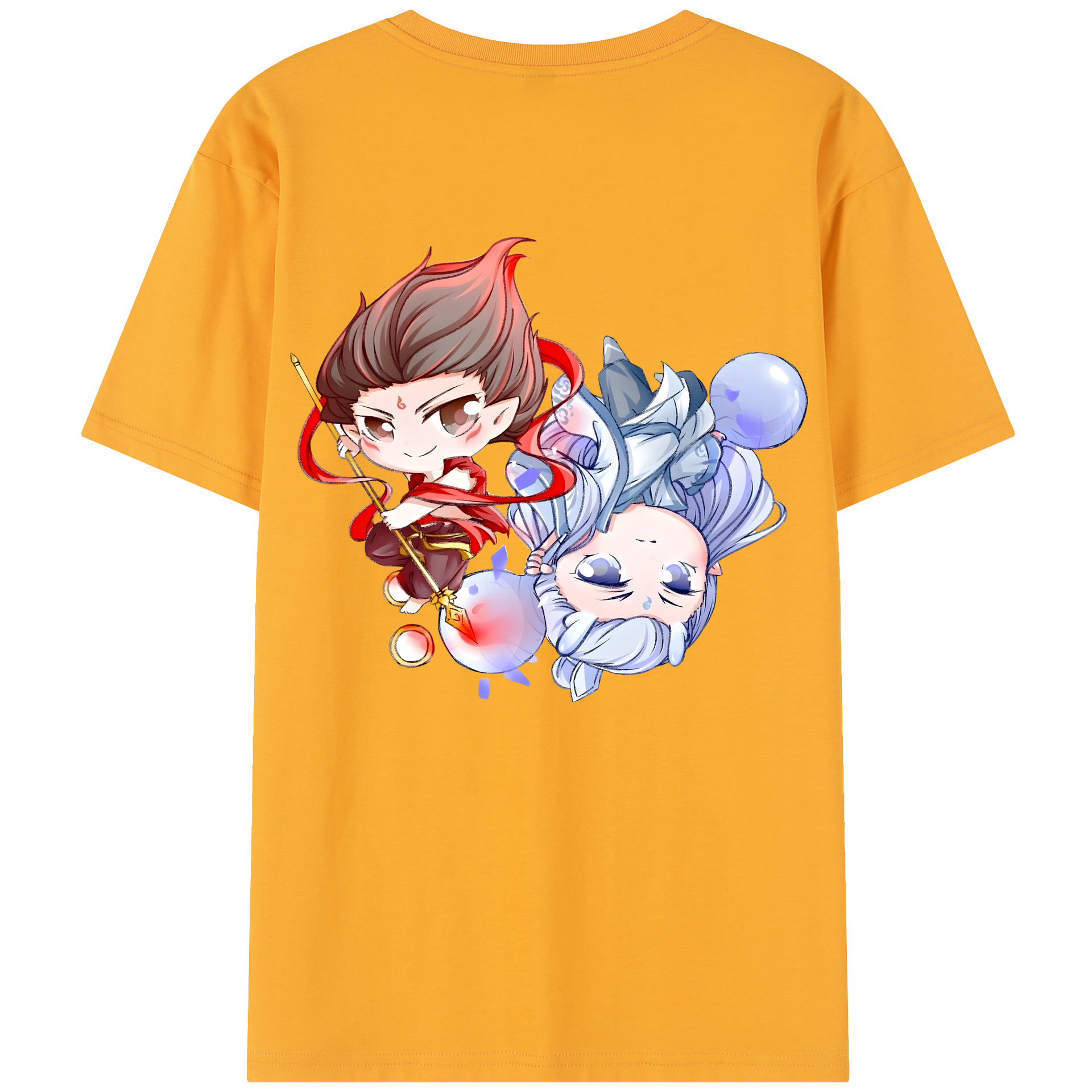 （画像用） Ne Zha 2 ナタ 魔童の大暴れ 綿100％半袖Tシャツ（背面プリント）