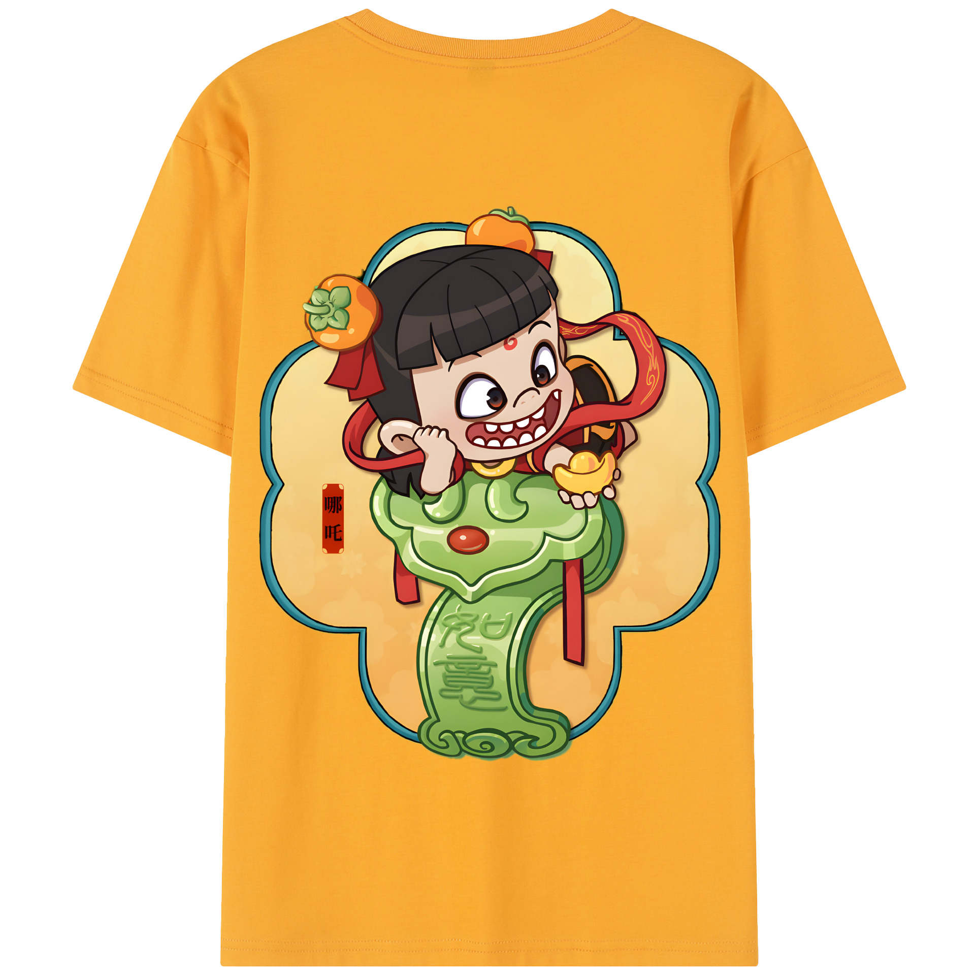 （画像用） Ne Zha 2 ナタ 魔童の大暴れ 綿100％半袖Tシャツ（背面プリント）