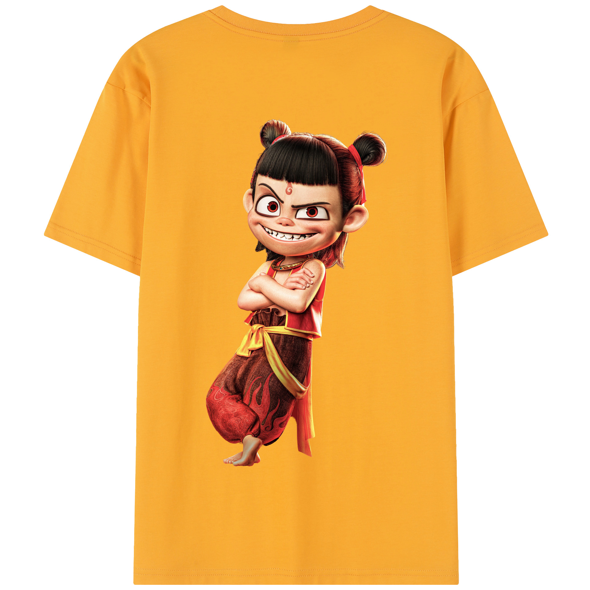（画像用） Ne Zha 2 ナタ 魔童の大暴れ 綿100％半袖Tシャツ（背面プリント）