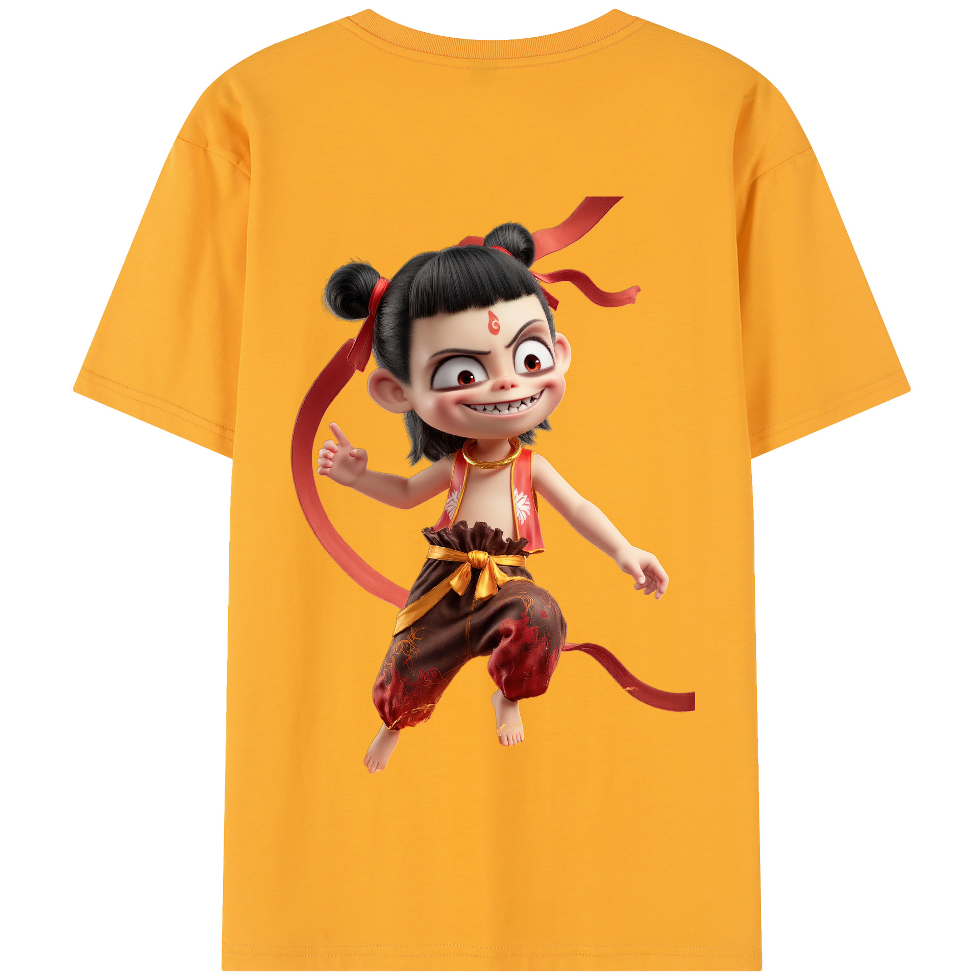 （画像用） Ne Zha 2 ナタ 魔童の大暴れ 綿100％半袖Tシャツ（背面プリント）