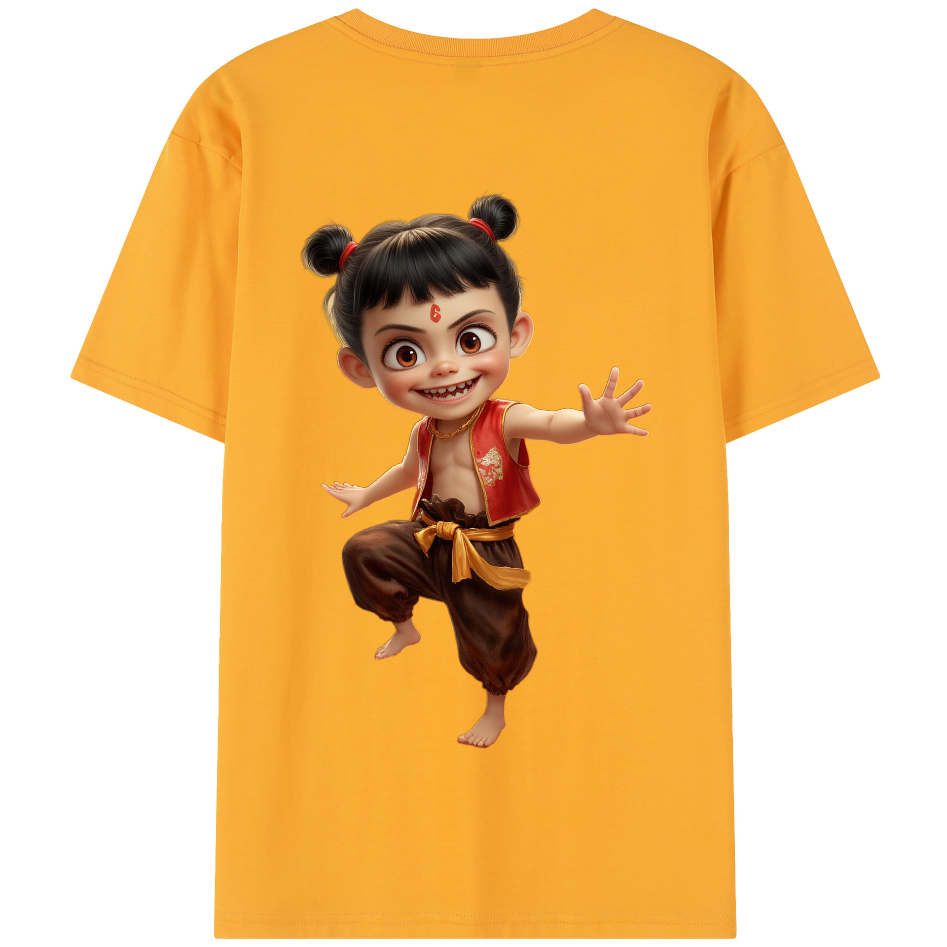 （画像用） Ne Zha 2 ナタ 魔童の大暴れ 綿100％半袖Tシャツ（背面プリント）