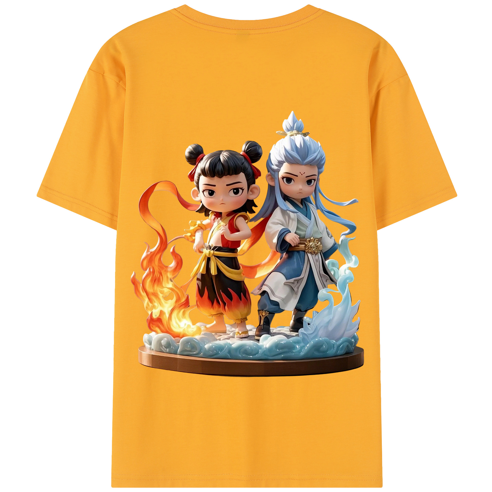 （画像用） Ne Zha 2 ナタ 魔童の大暴れ 綿100％半袖Tシャツ（背面プリント）