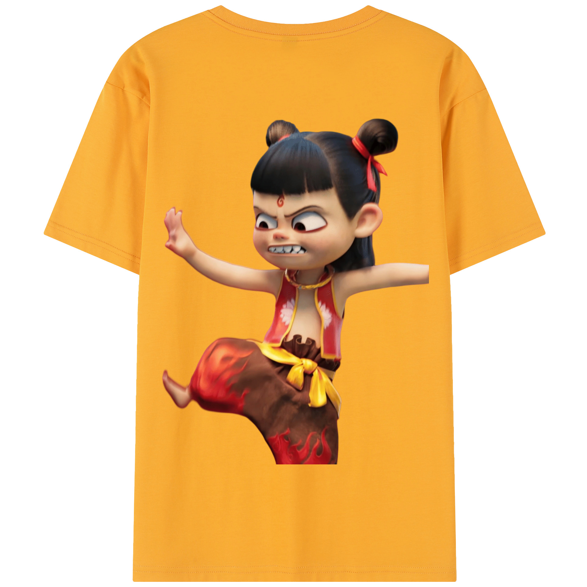 （画像用） Ne Zha 2 ナタ 魔童の大暴れ 綿100％半袖Tシャツ（背面プリント）