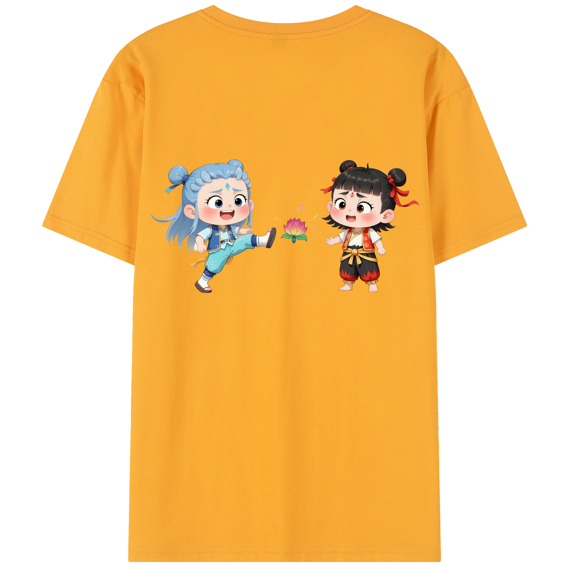 （画像用） Ne Zha 2 ナタ 魔童の大暴れ 綿100％半袖Tシャツ（背面プリント）