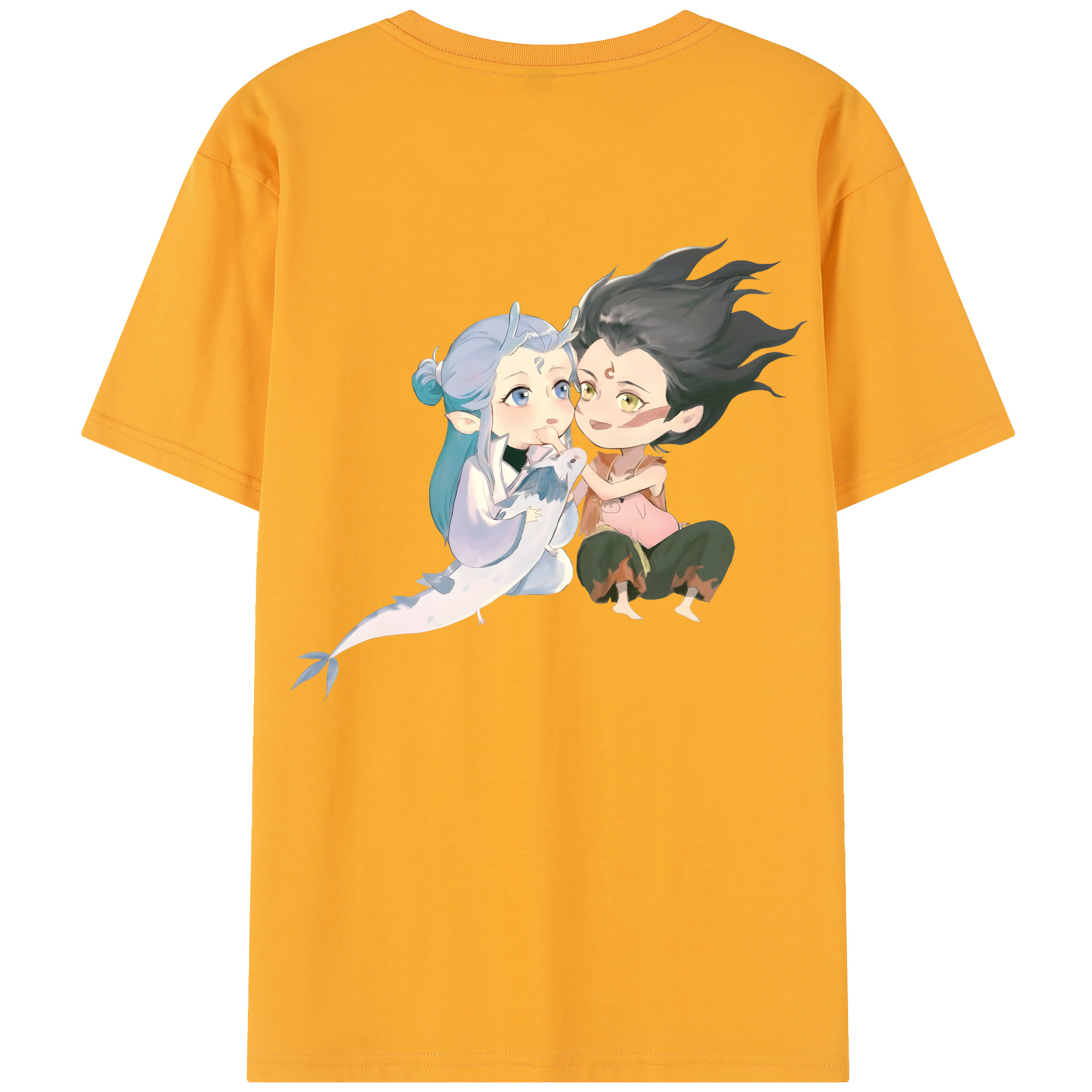 （画像用） Ne Zha 2 ナタ 魔童の大暴れ 綿100％半袖Tシャツ（背面プリント）