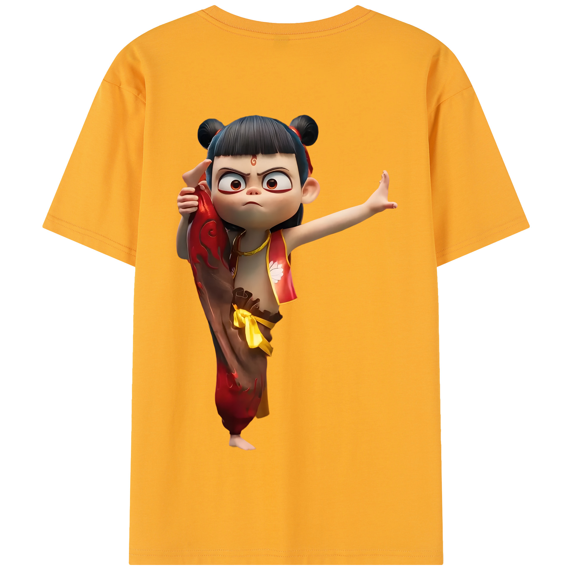 （画像用） Ne Zha 2 ナタ 魔童の大暴れ 綿100％半袖Tシャツ（背面プリント）