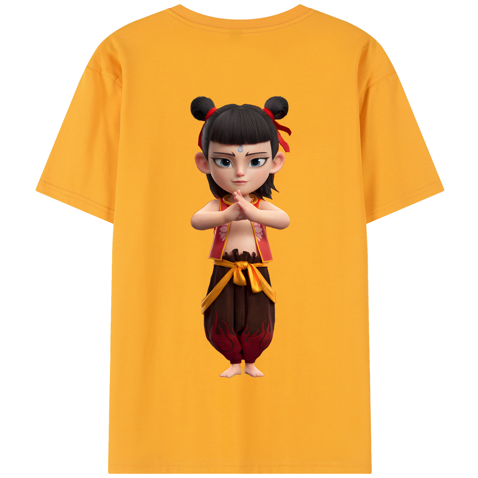 （画像用） Ne Zha 2 ナタ 魔童の大暴れ 綿100％半袖Tシャツ（背面プリント）