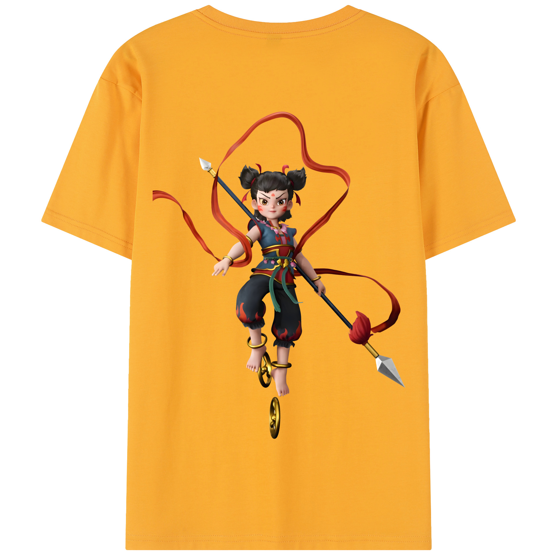 （画像用） Ne Zha 2 ナタ 魔童の大暴れ 綿100％半袖Tシャツ（背面プリント）