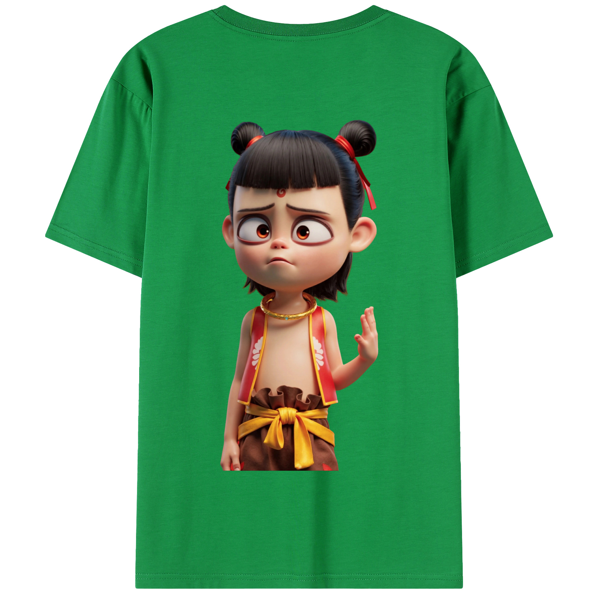 （画像用） Ne Zha 2 ナタ 魔童の大暴れ 綿100％半袖Tシャツ（背面プリント）