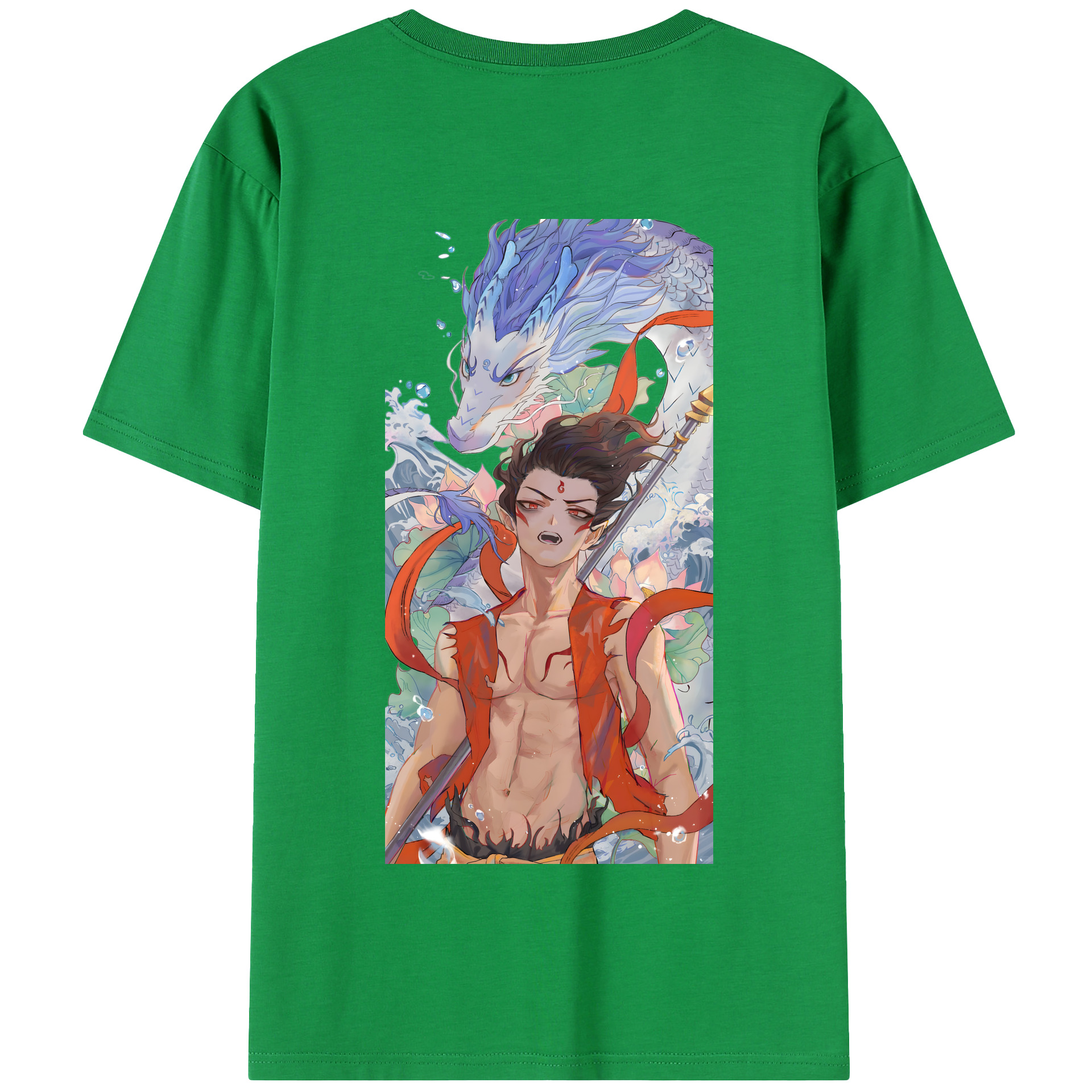 （画像用） Ne Zha 2 ナタ 魔童の大暴れ 綿100％半袖Tシャツ（背面プリント）