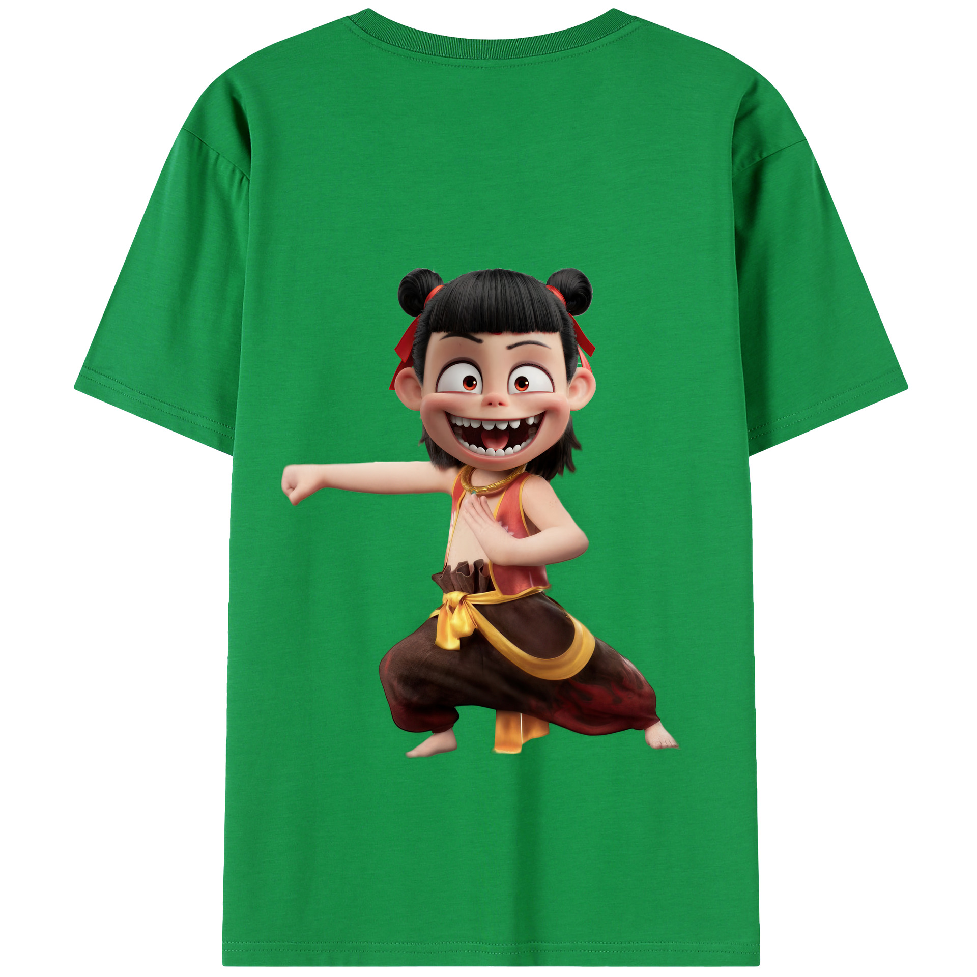 （画像用） Ne Zha 2 ナタ 魔童の大暴れ 綿100％半袖Tシャツ（背面プリント）