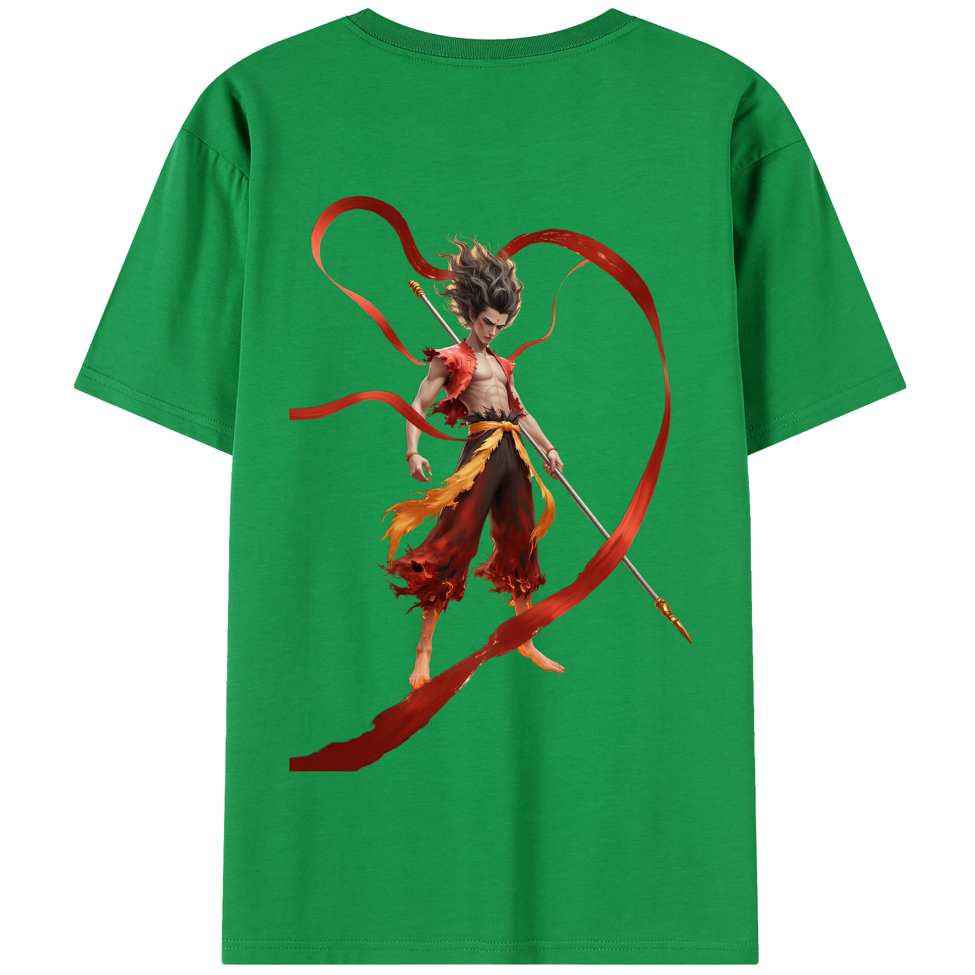 （画像用） Ne Zha 2 ナタ 魔童の大暴れ 綿100％半袖Tシャツ（背面プリント）