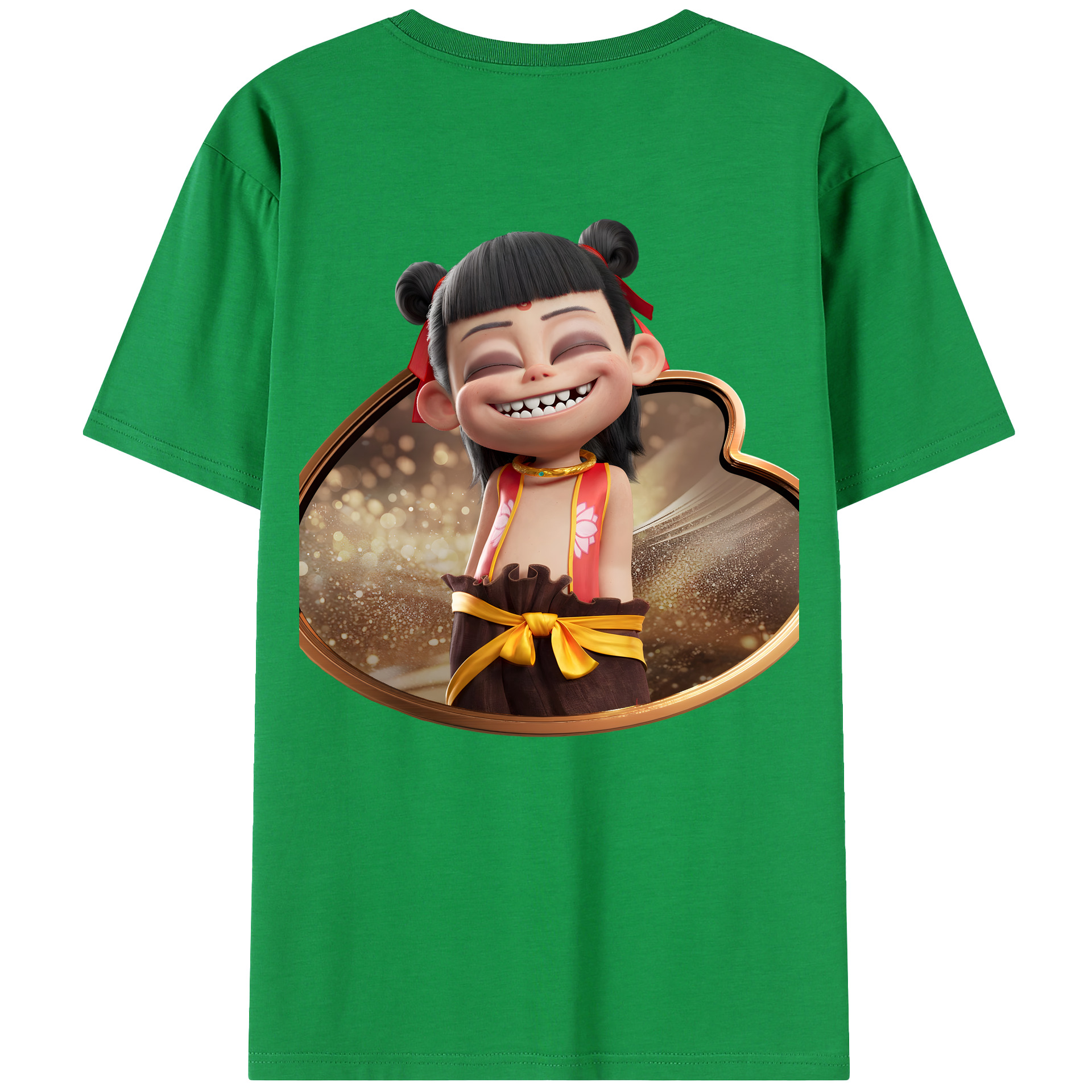（画像用） Ne Zha 2 ナタ 魔童の大暴れ 綿100％半袖Tシャツ（背面プリント）