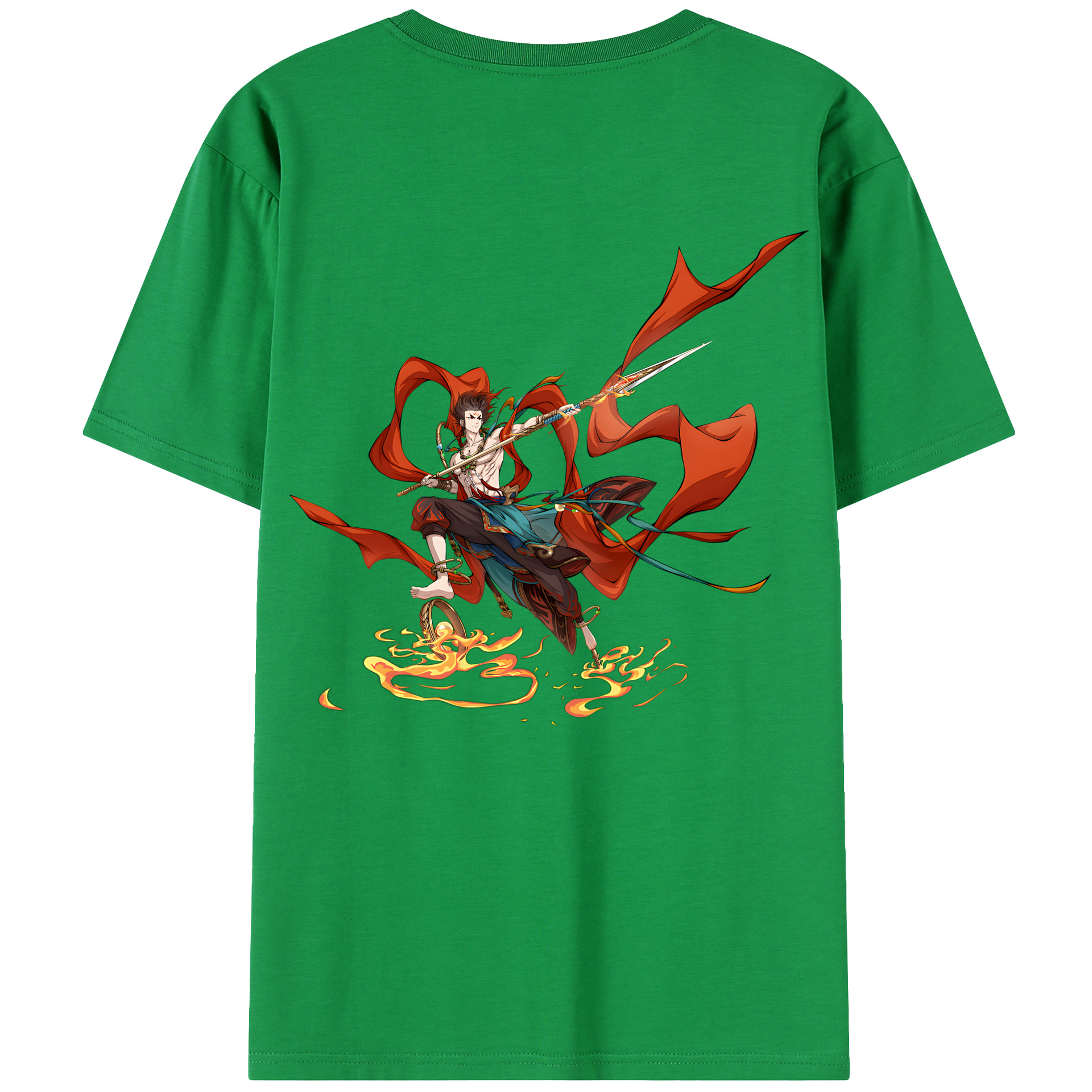 （画像用） Ne Zha 2 ナタ 魔童の大暴れ 綿100％半袖Tシャツ（背面プリント）