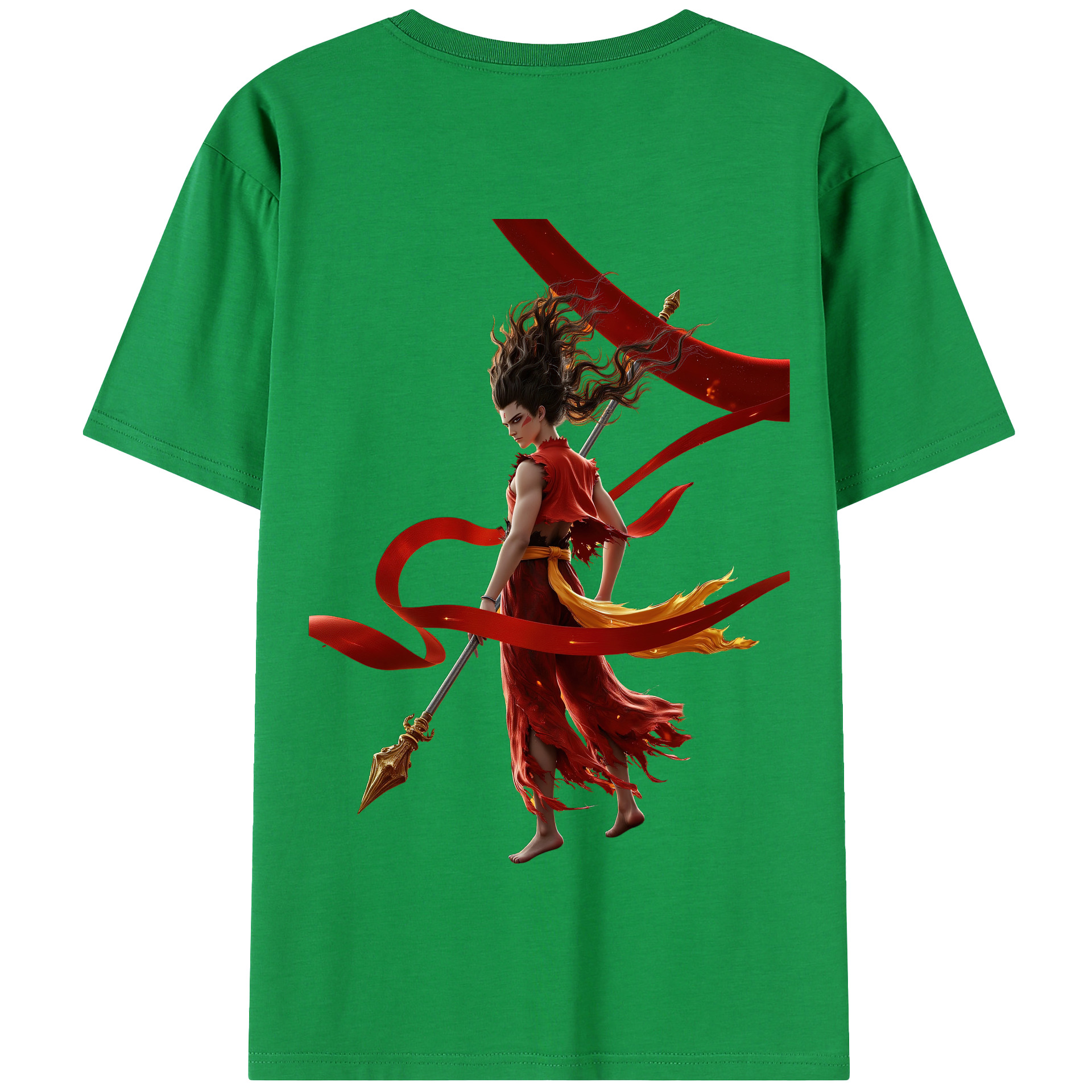 （画像用） Ne Zha 2 ナタ 魔童の大暴れ 綿100％半袖Tシャツ（背面プリント）