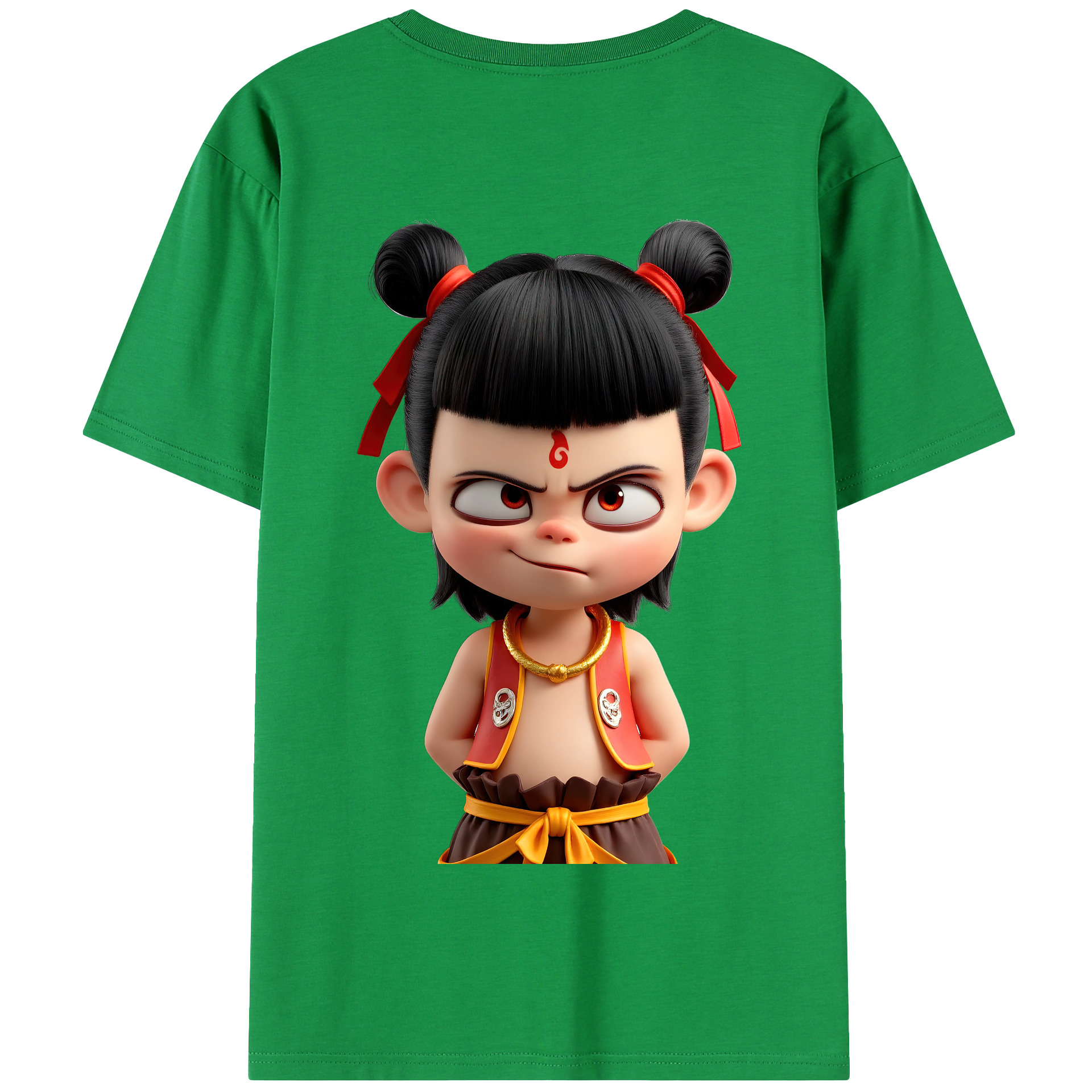 （画像用） Ne Zha 2 ナタ 魔童の大暴れ 綿100％半袖Tシャツ（背面プリント）