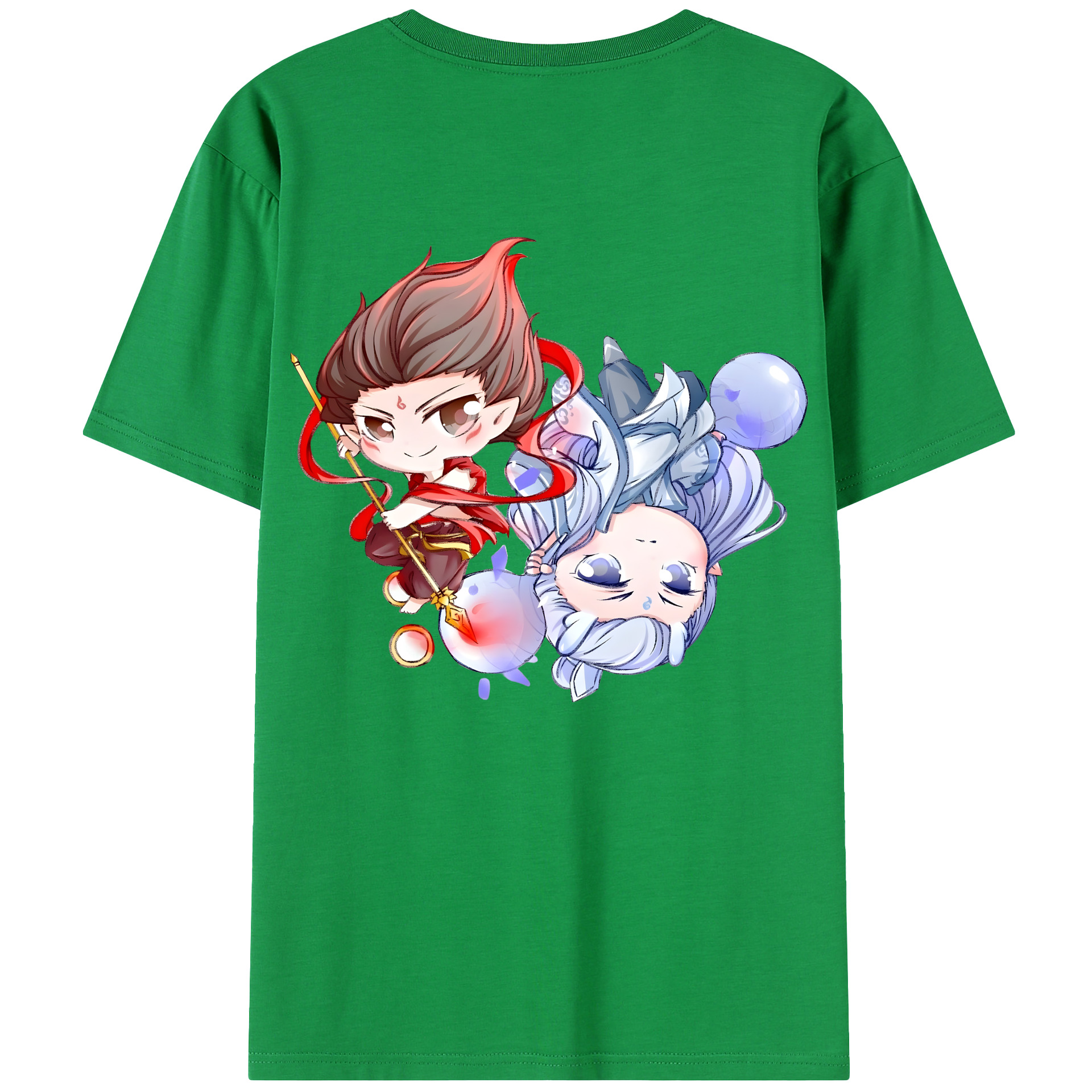 （画像用） Ne Zha 2 ナタ 魔童の大暴れ 綿100％半袖Tシャツ（背面プリント）