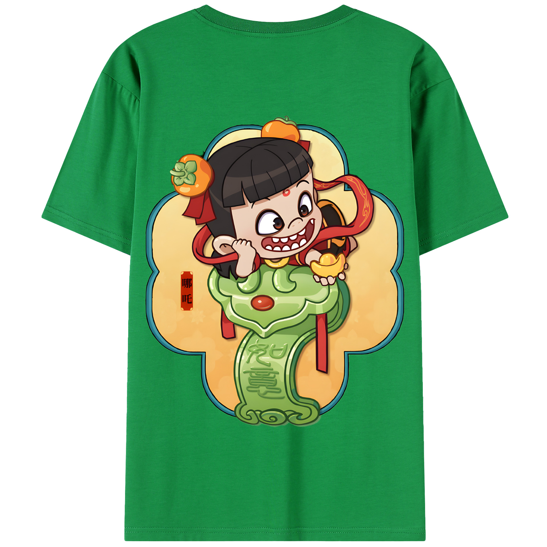 （画像用） Ne Zha 2 ナタ 魔童の大暴れ 綿100％半袖Tシャツ（背面プリント）