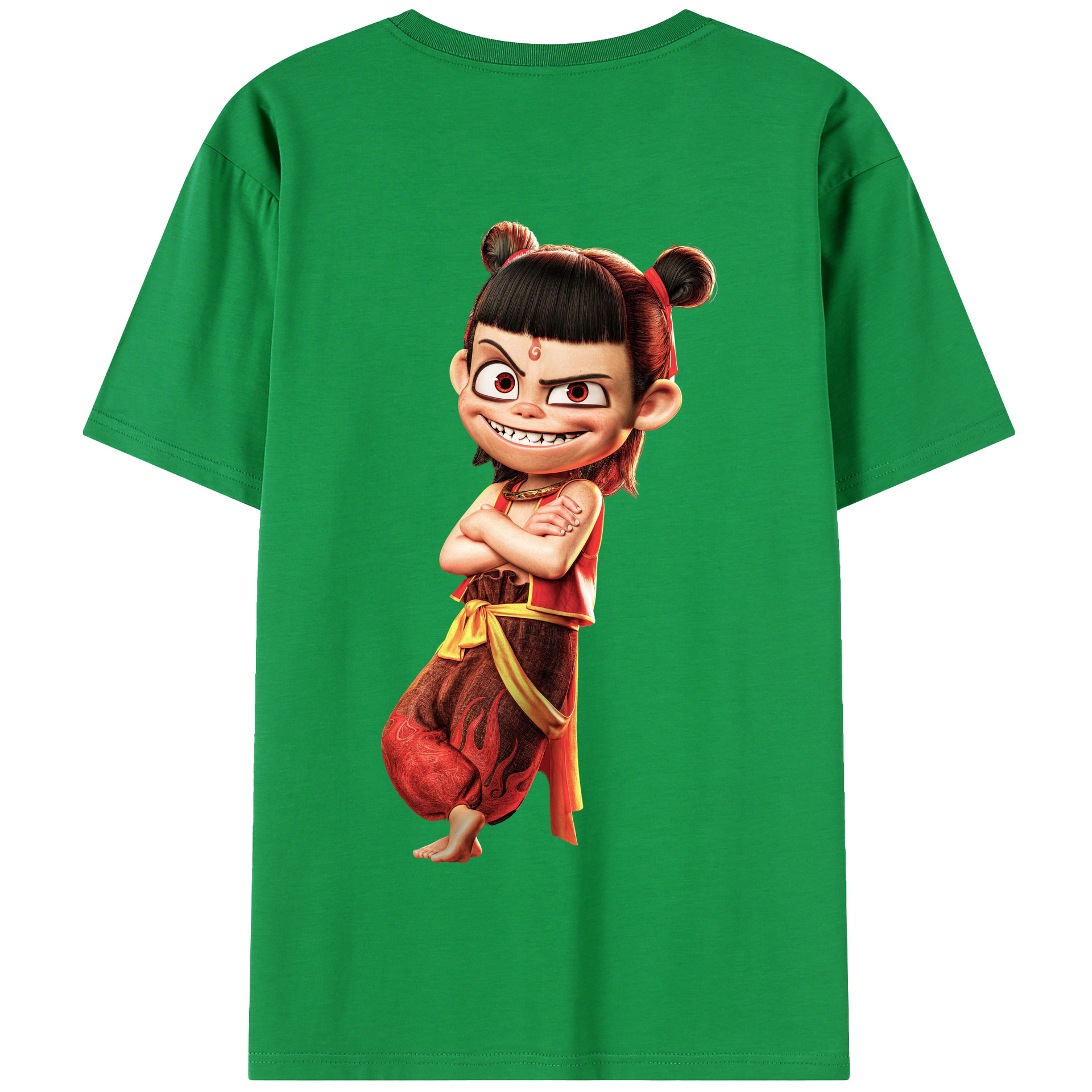 （画像用） Ne Zha 2 ナタ 魔童の大暴れ 綿100％半袖Tシャツ（背面プリント）