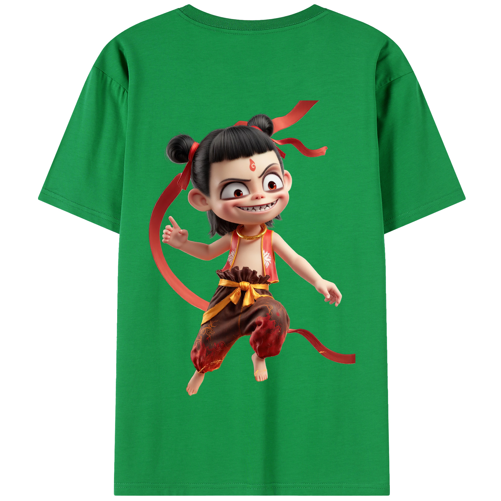 （画像用） Ne Zha 2 ナタ 魔童の大暴れ 綿100％半袖Tシャツ（背面プリント）