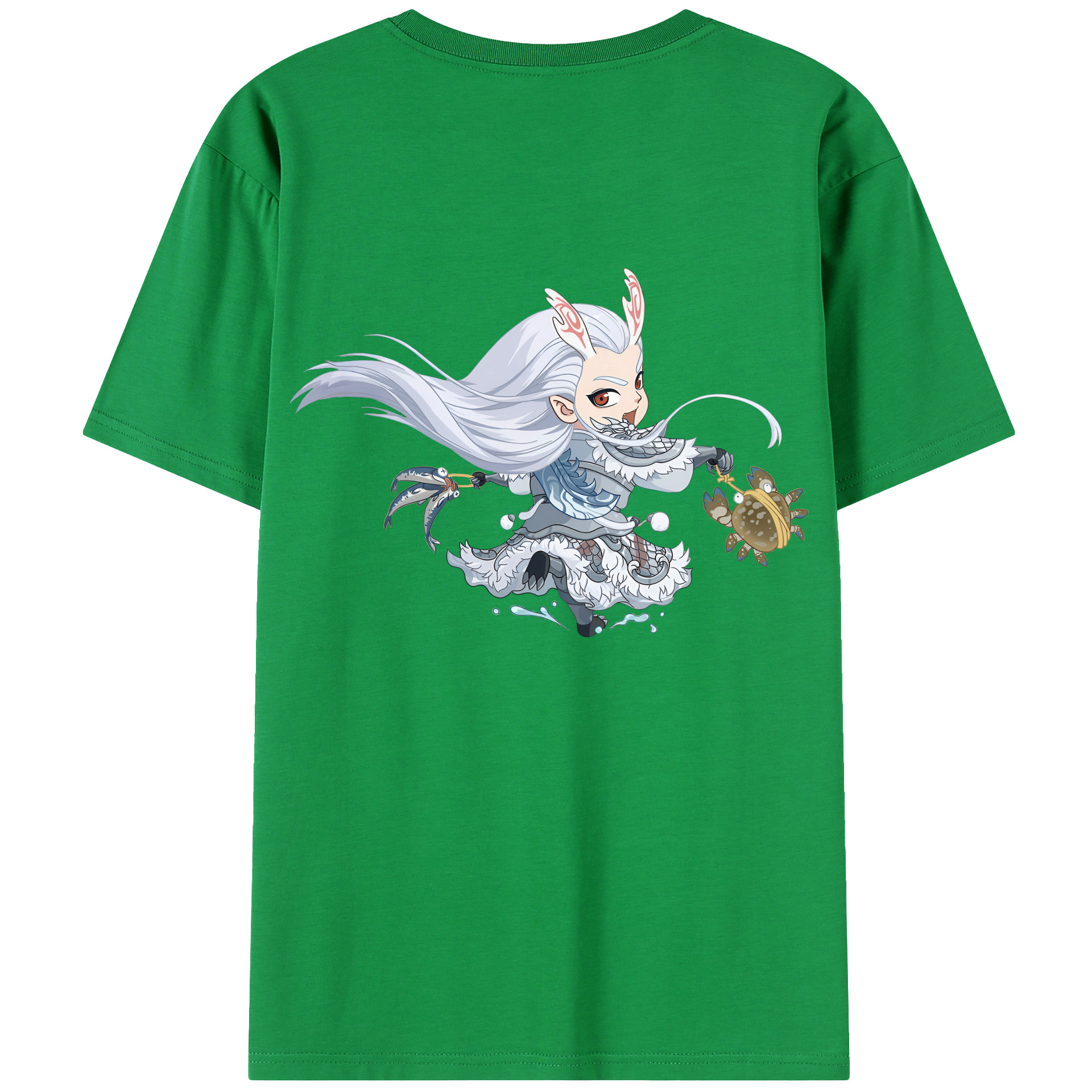 （画像用） Ne Zha 2 ナタ 魔童の大暴れ 綿100％半袖Tシャツ（背面プリント）